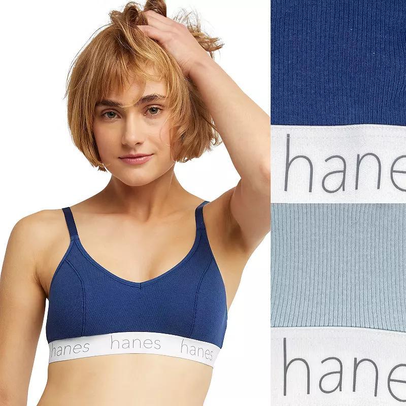 Hanes Originals Ultimate 2-Pack Stretch Cotton Triangle Bralette DHO101, Womens Product Image