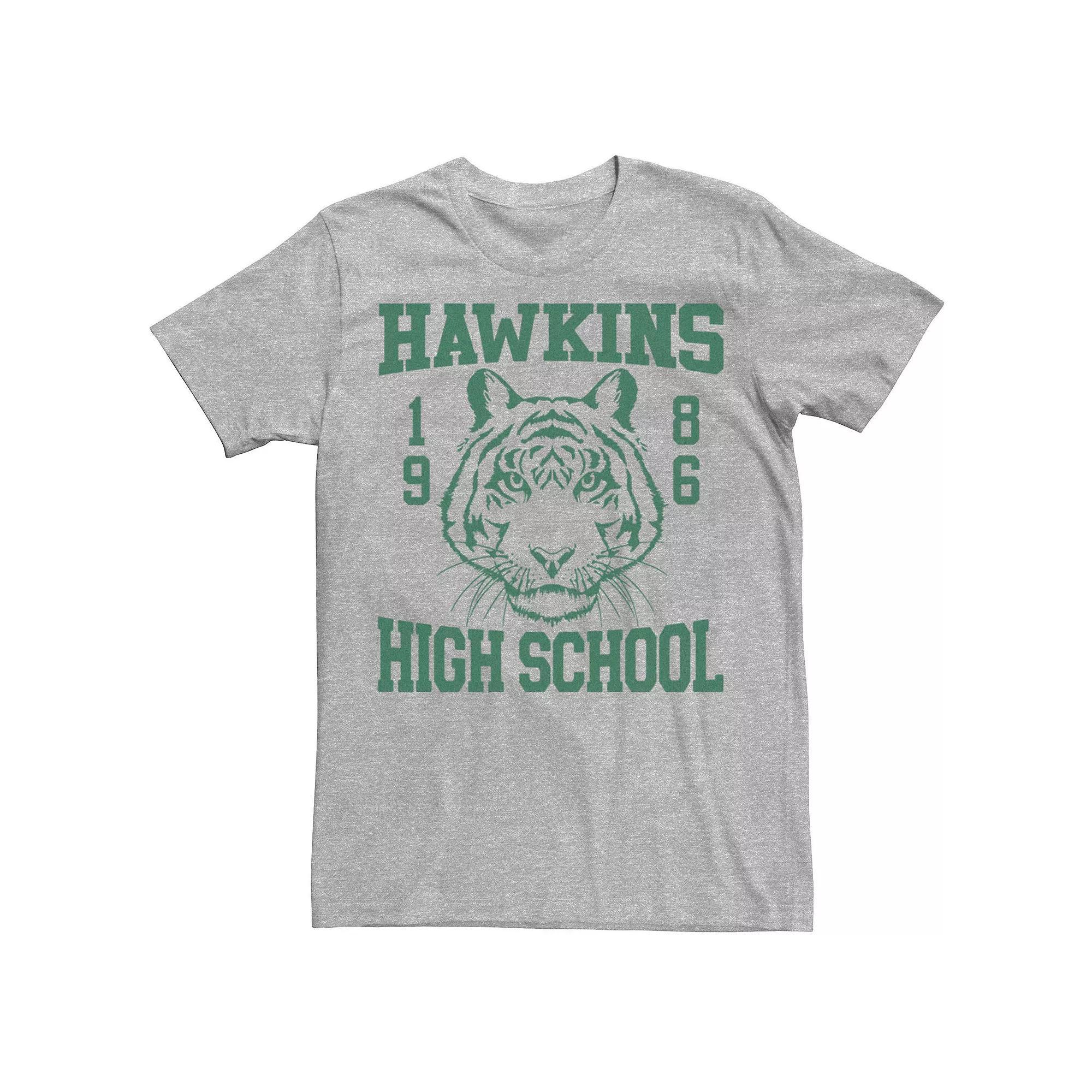 Men's Netflix Stranger Things Tiger Hawkins High School 1986 Tee, Size: Medium, Athletic Grey Product Image