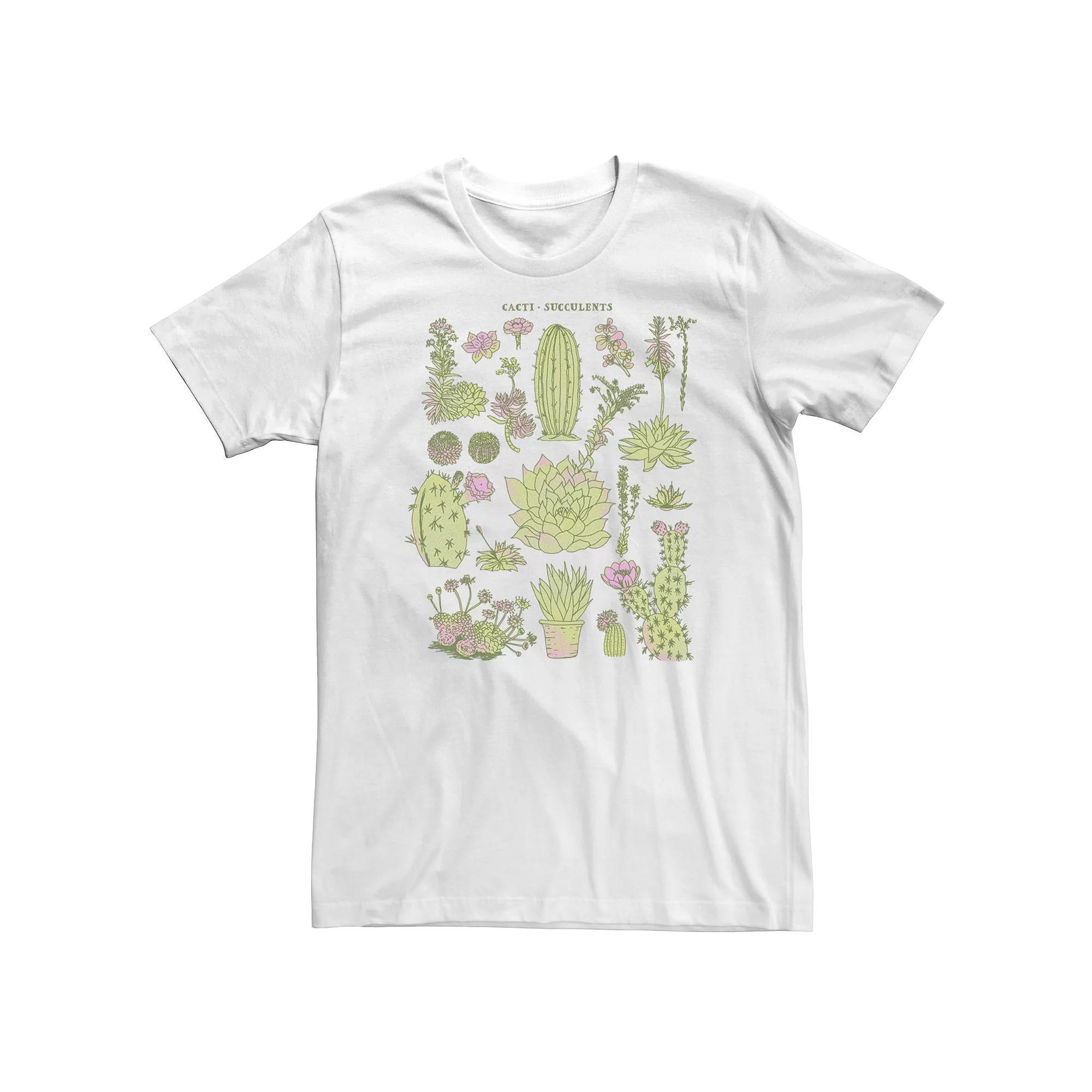 Big & Tall Trendy Sketch Cacti Succulents Collage Tee, Men's, Size: XXL Tall, White Product Image