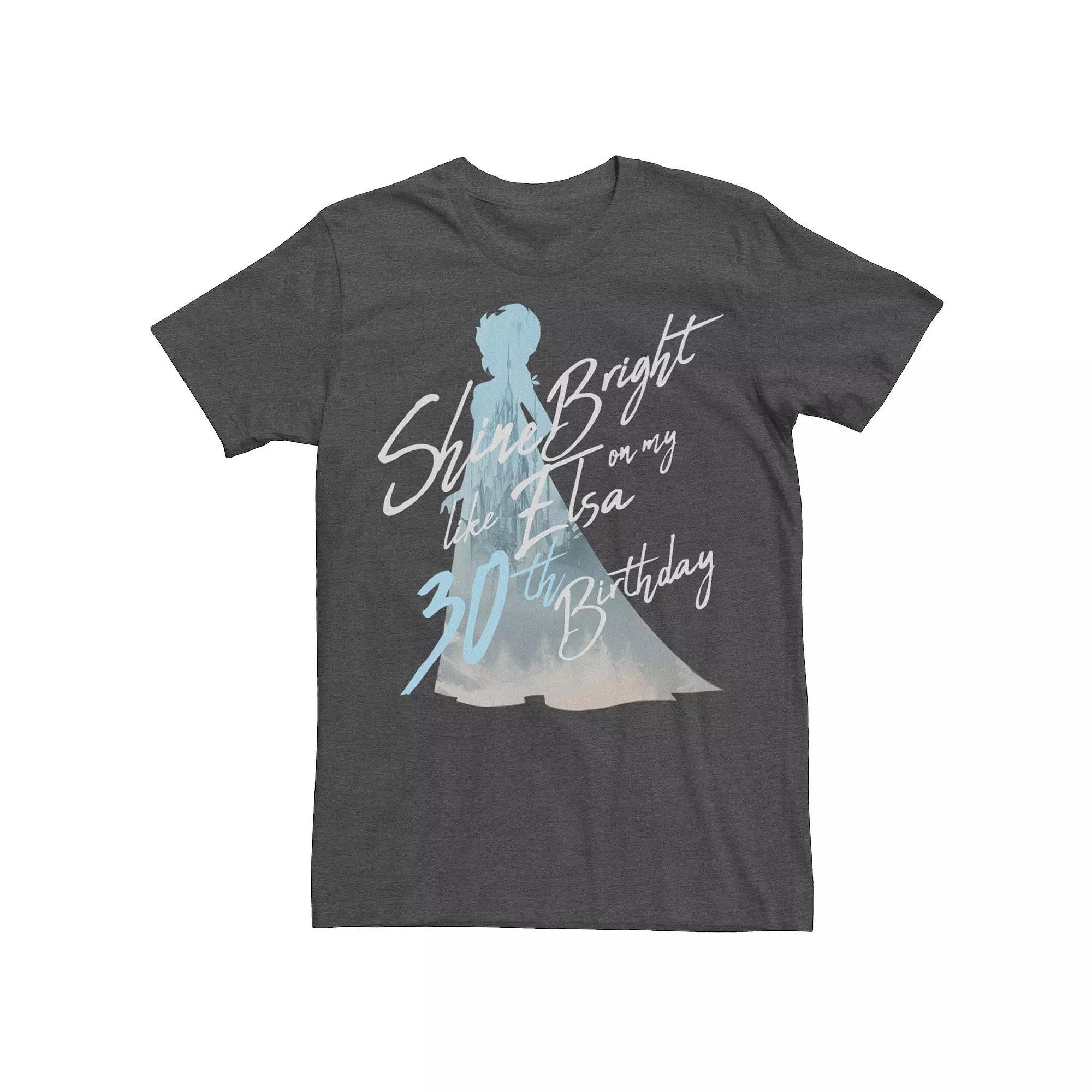 Disneys Frozen Mens Elsa Silhouette 30th Birthday Graphic Tee Grey Heather Product Image