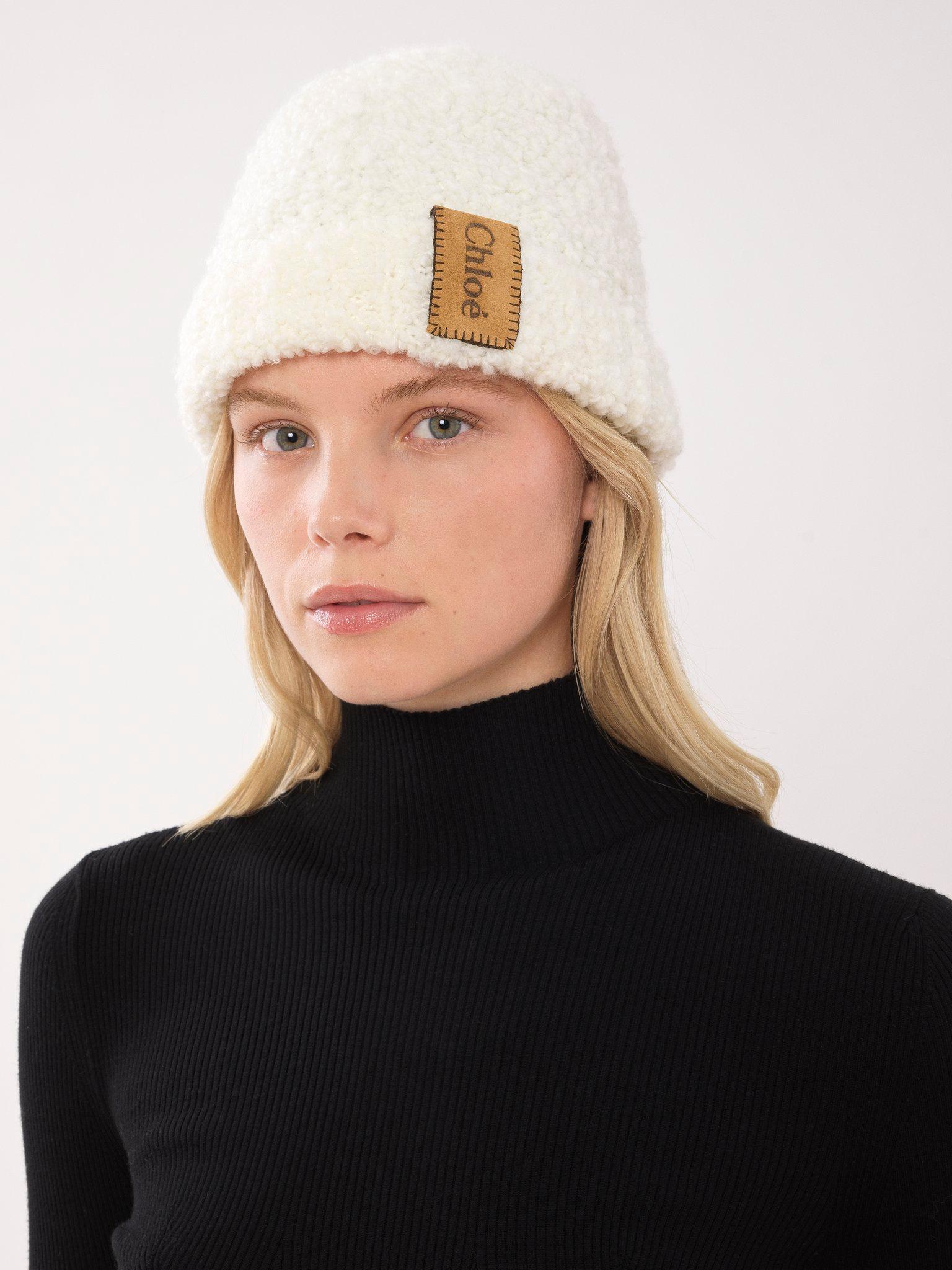 Beanie in curly wool knit Product Image