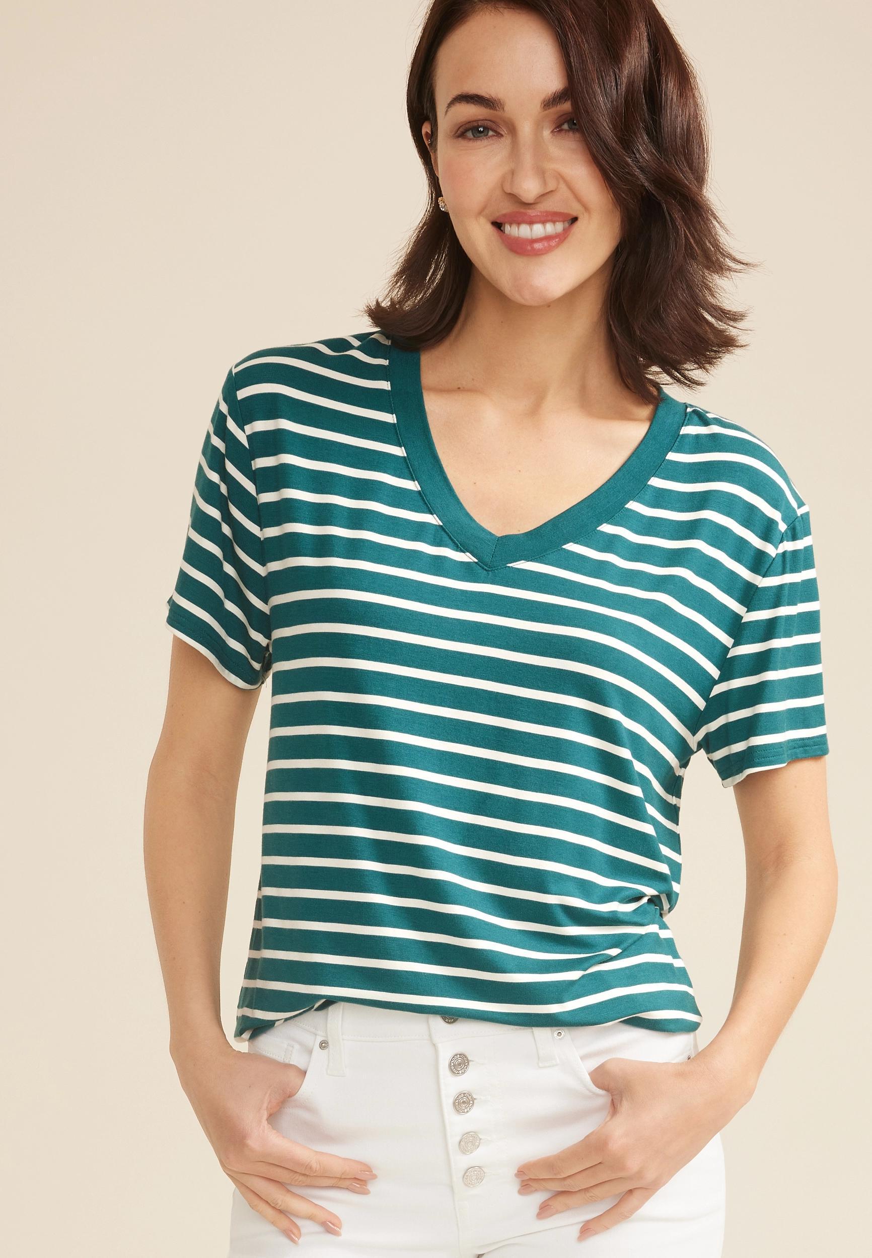 24/7 Striped V Neck Tee Product Image