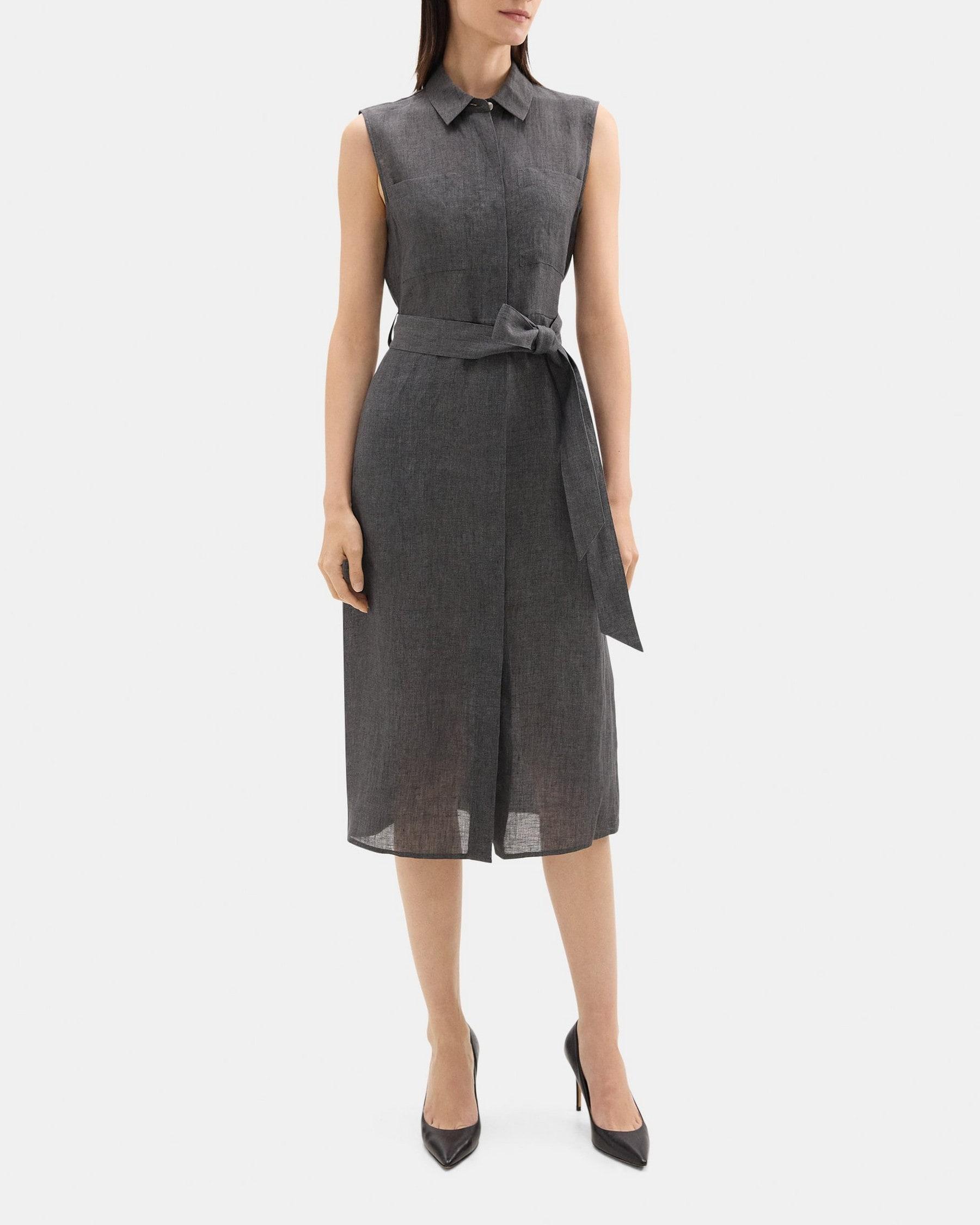 Belted Patch Pocket Dress in Hemp Product Image