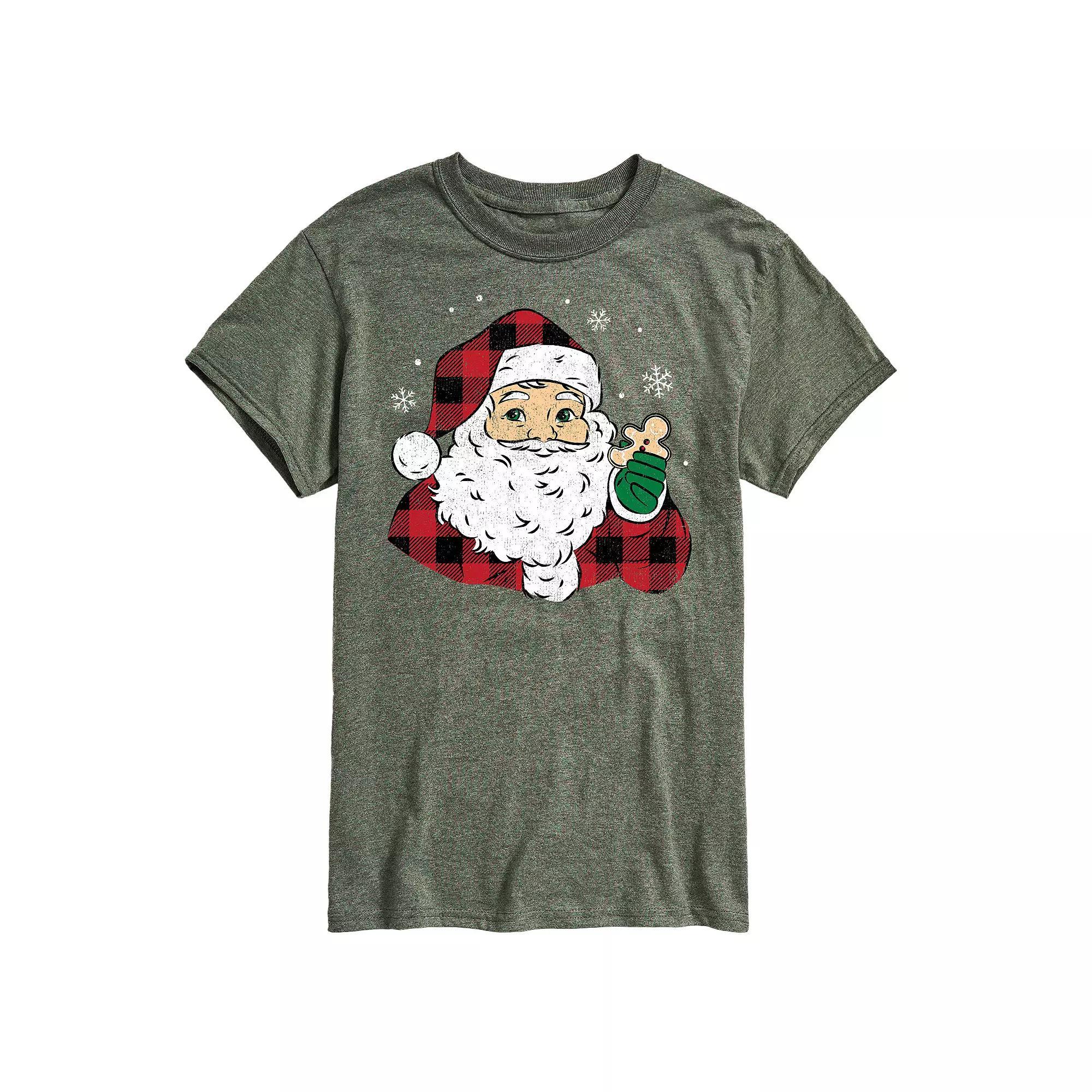 Men's Vintage Santa Plaid Cookie Graphic Tee,  Product Image