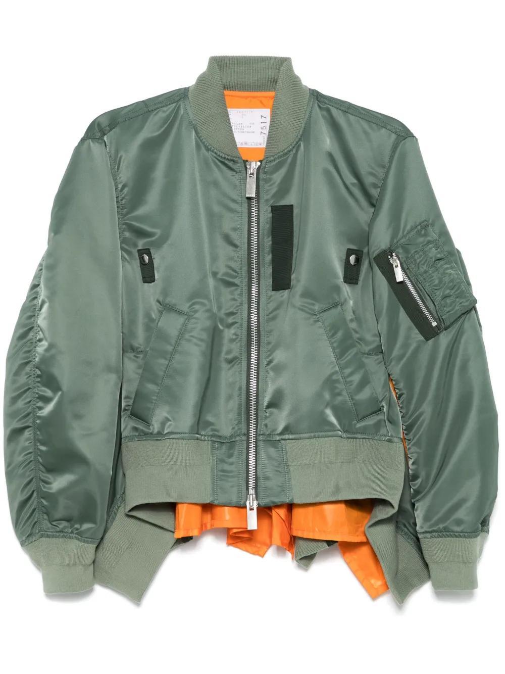 SACAI Layered Twill Bomber Jacket In 501 Khaki Product Image