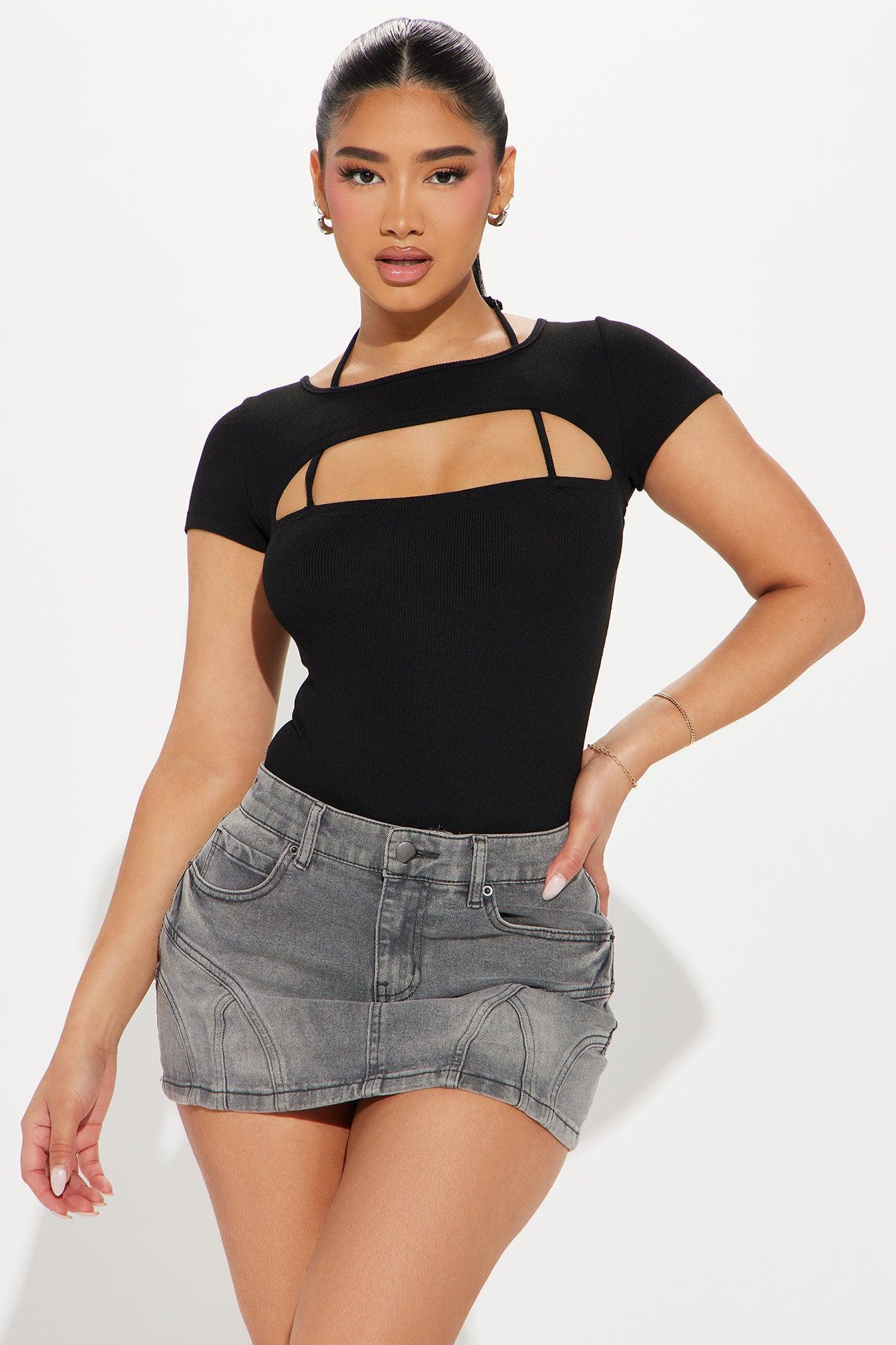 Just Another Day Short Sleeve Bodysuit - Black Product Image