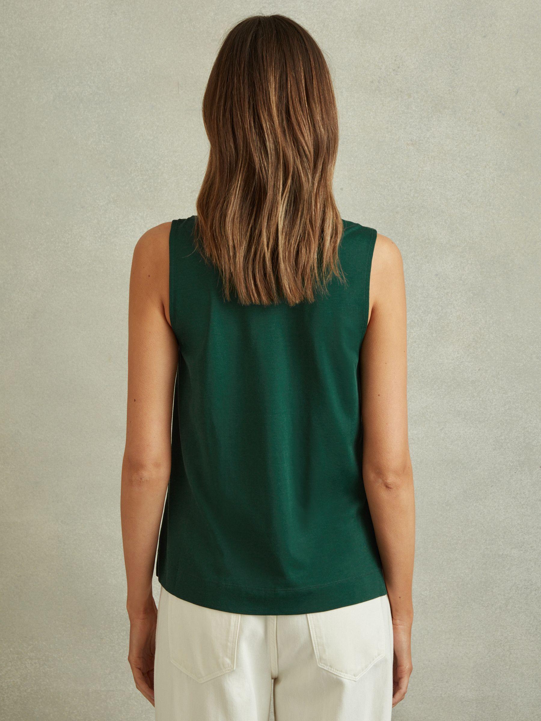V-Neck Shell Top in Green Product Image