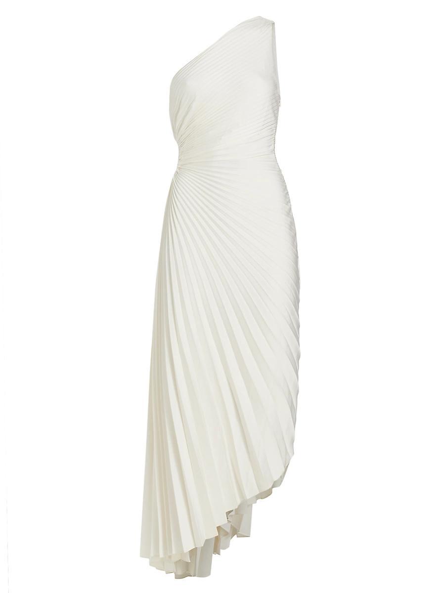 Delfina Pleated Long Asymmetric One-Shoulder Dress Product Image