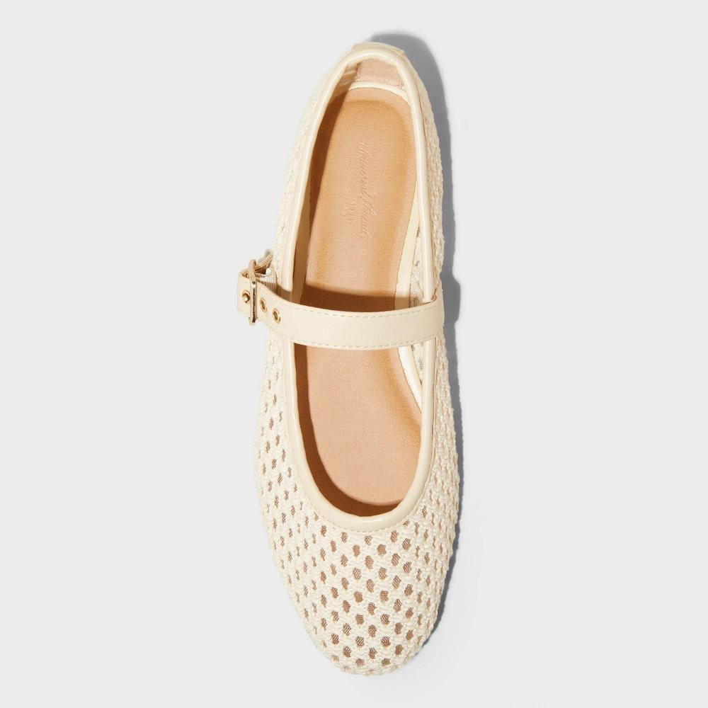 Womens Sylvia Woven Mary Jane Ballet Flats with Memory Foam Insole - Universal Thread Cream 10 Product Image