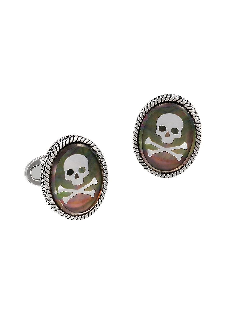 Mens Skull Doublet Sterling Silver Cufflinks Product Image