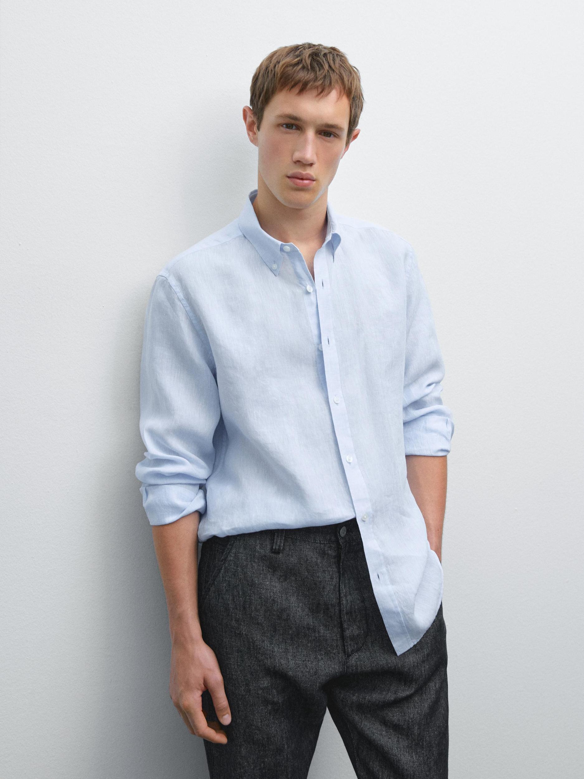 100% linen regular fit shirt Product Image
