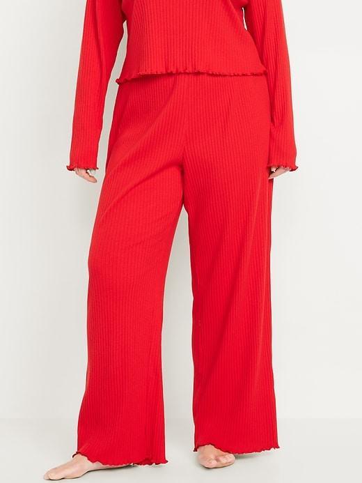 High-Waisted Ribbed Pajama Pants Product Image