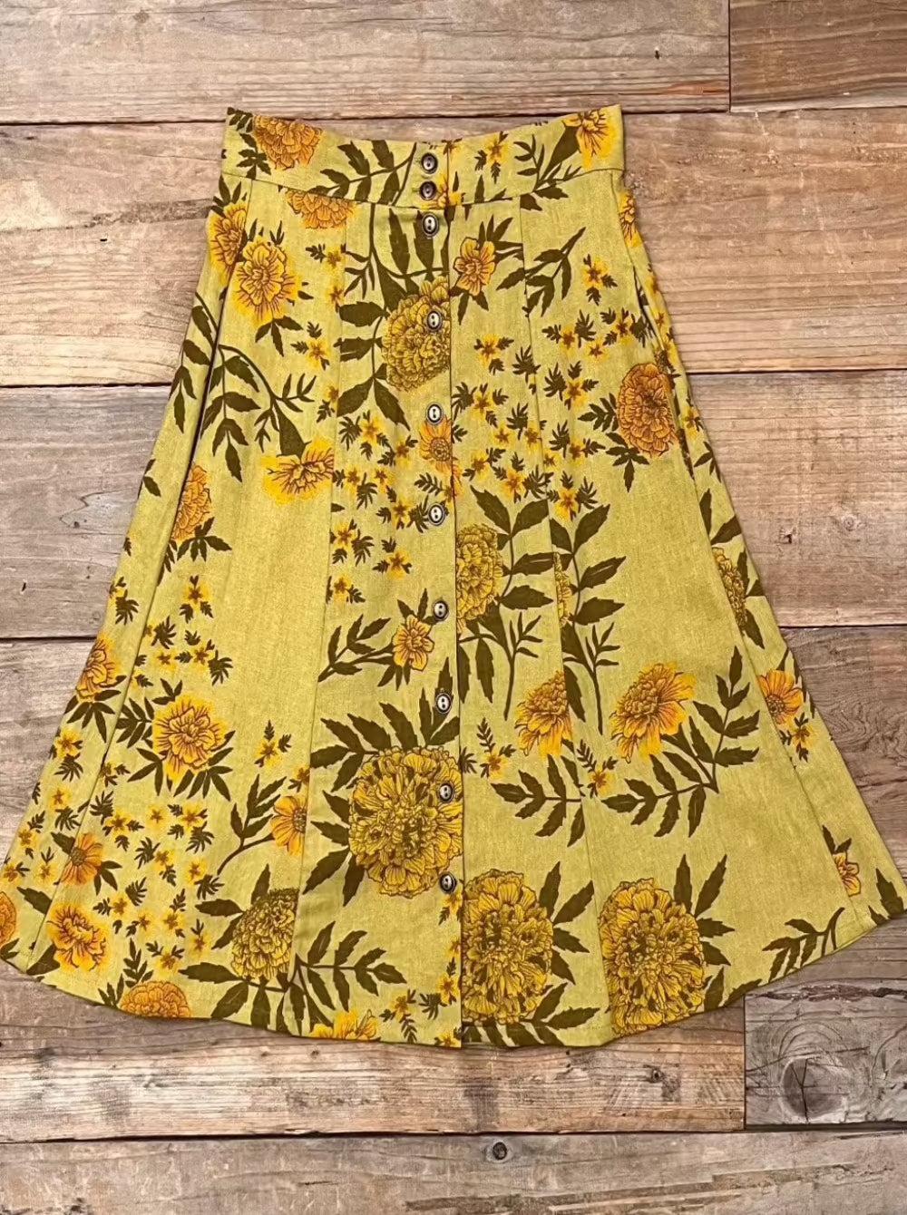 Bae Skirt in Mustard Marigold Linen Product Image