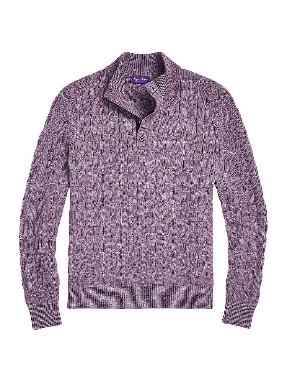 Mens Cable-Knit Cashmere Mockneck Sweater Product Image