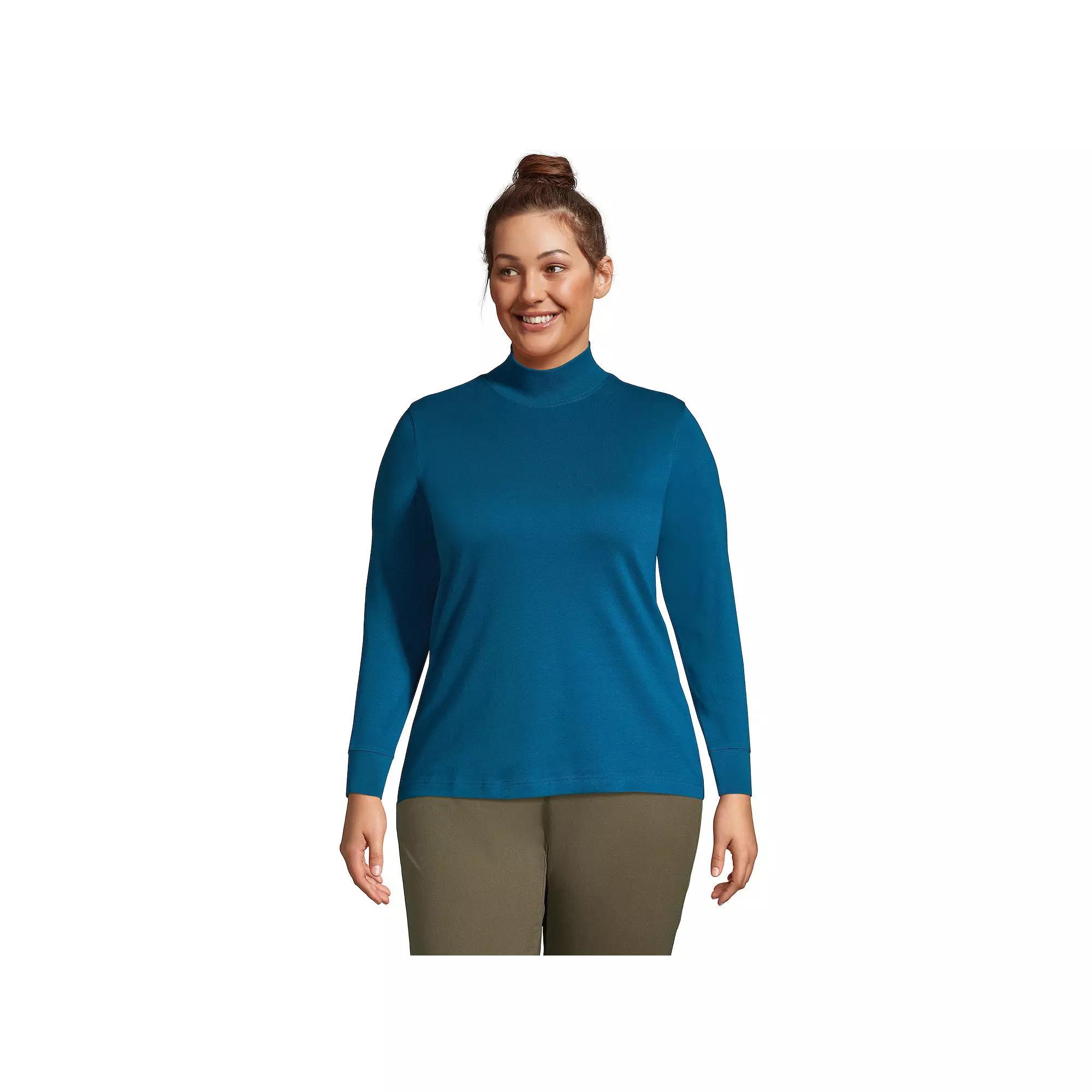 Plus Size Lands End Relaxed Mockneck Top, Womens Product Image