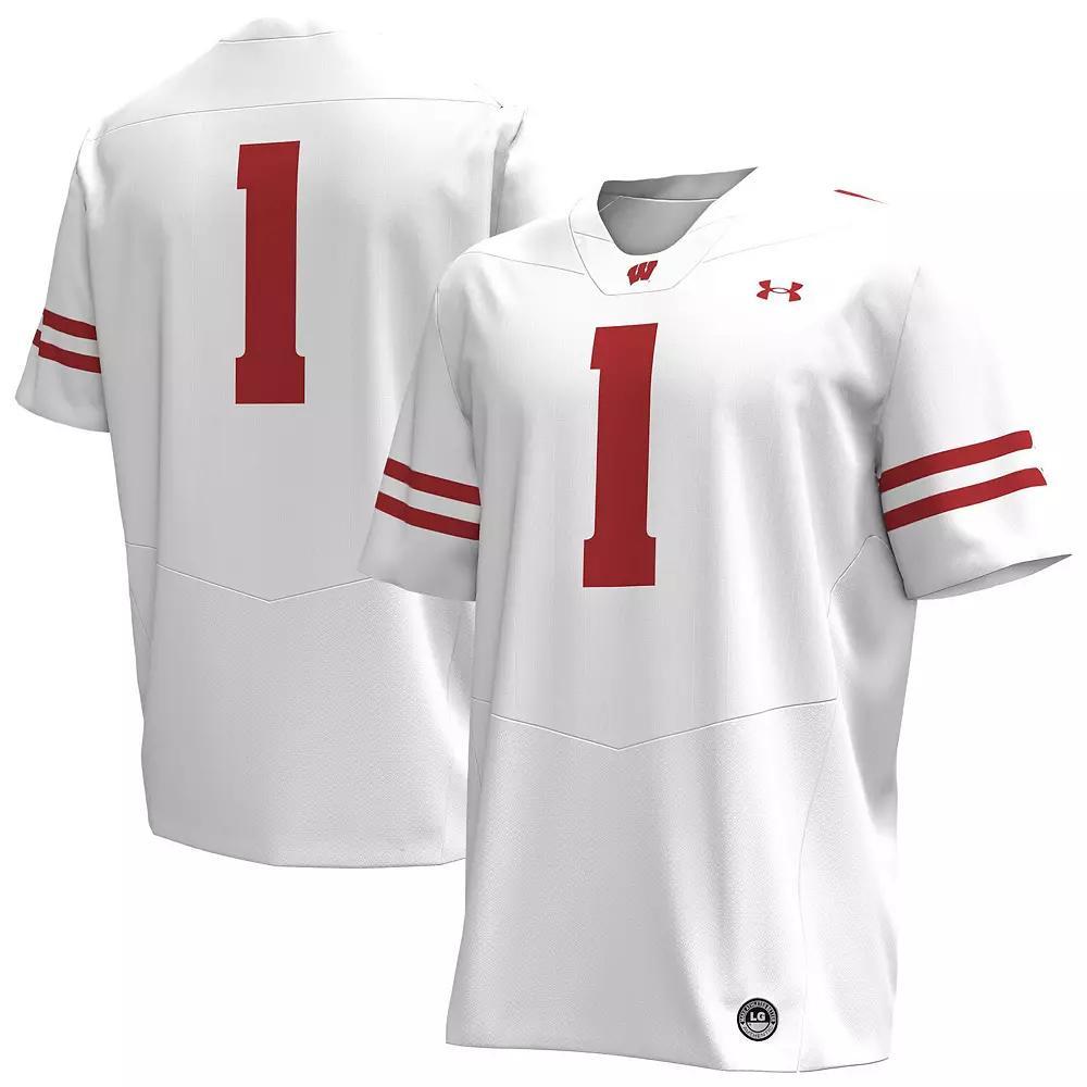 Men's Under Armour #1 White Wisconsin Badgers Replica Football Jersey,  Product Image