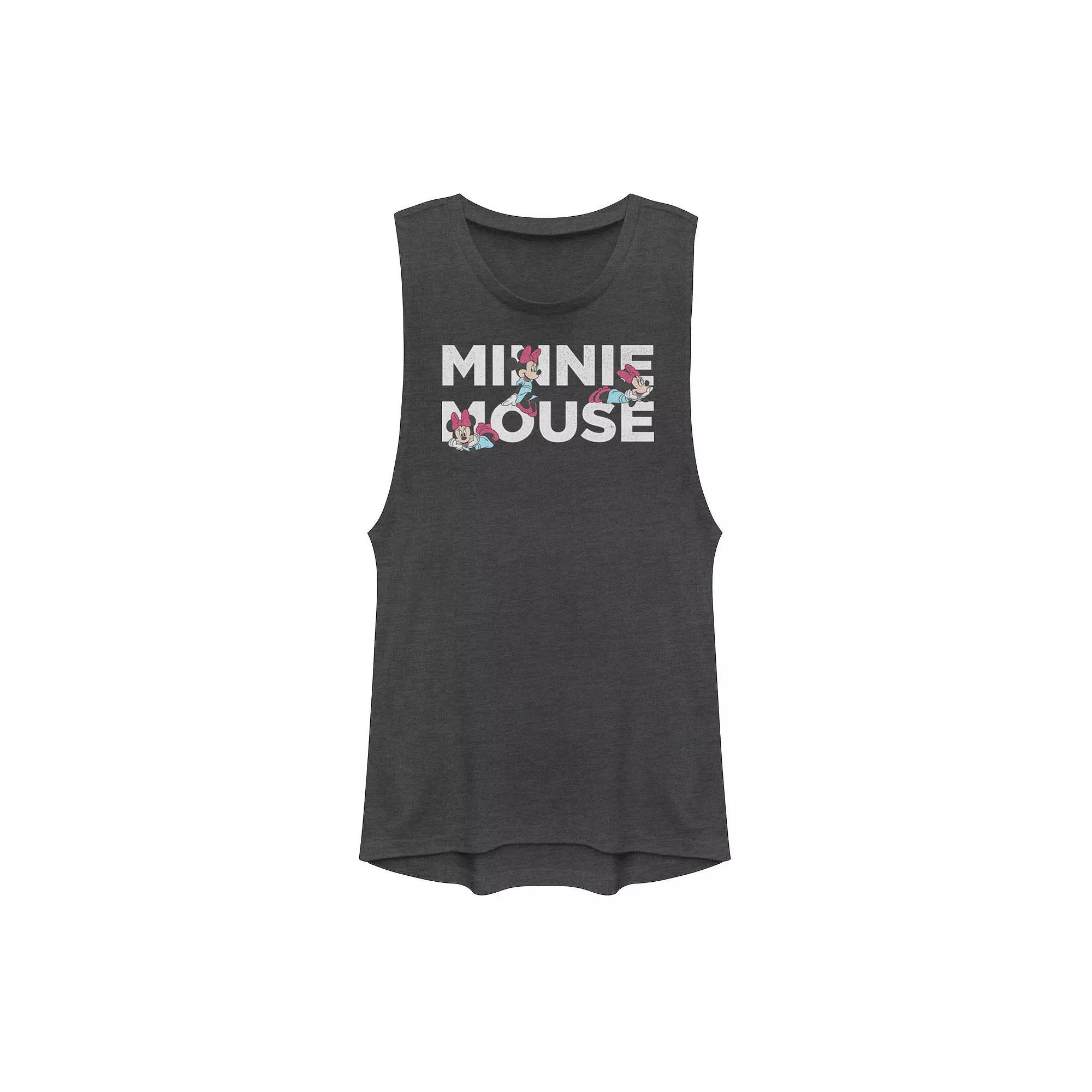 Disney's Mickey & Friends Minnie Mouse Text Portraits Juniors' Muscle Graphic Tank Top, Girl's,  Product Image