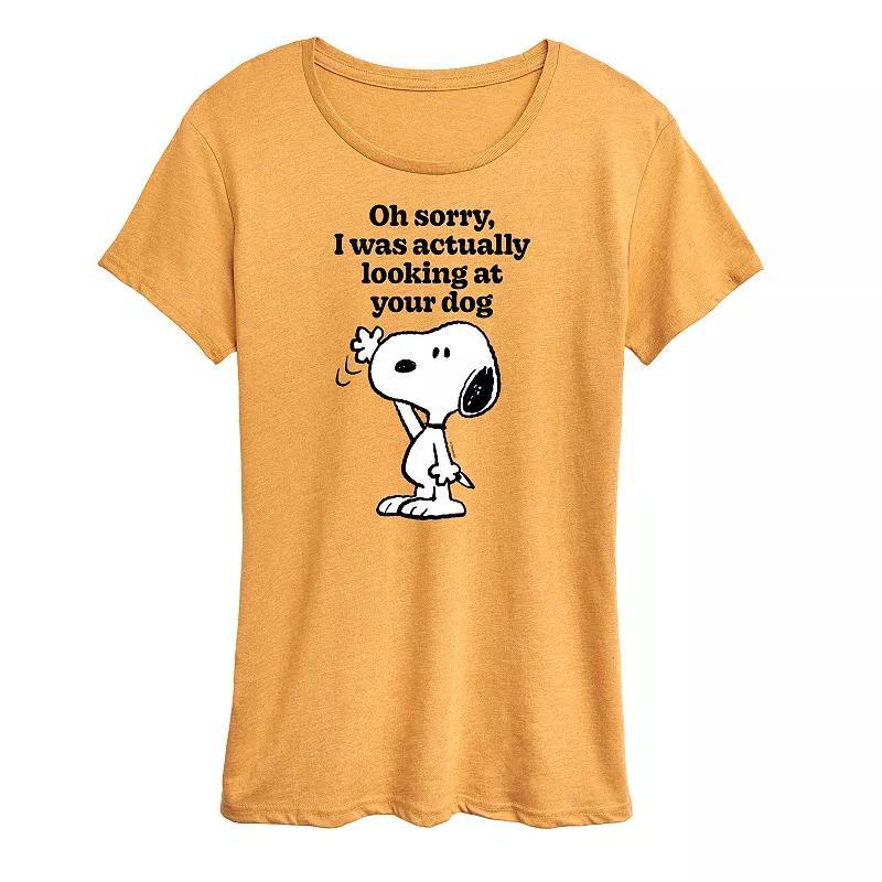 Women's Peanuts Snoopy Looking At Your Dog Graphic Tee, Size: XXL, Grey Gray Product Image