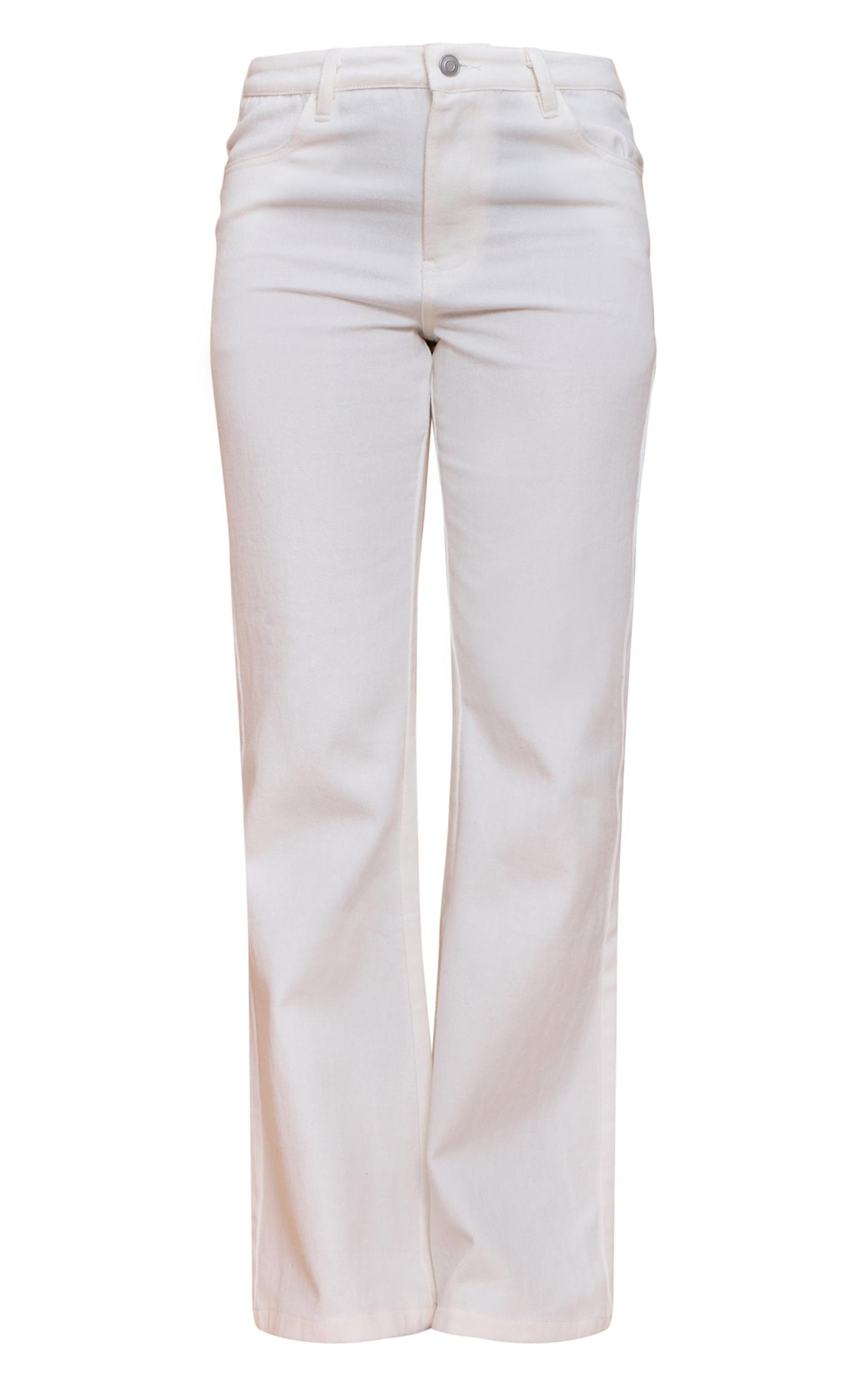 White Mid Waist Straight Leg Jeans Product Image