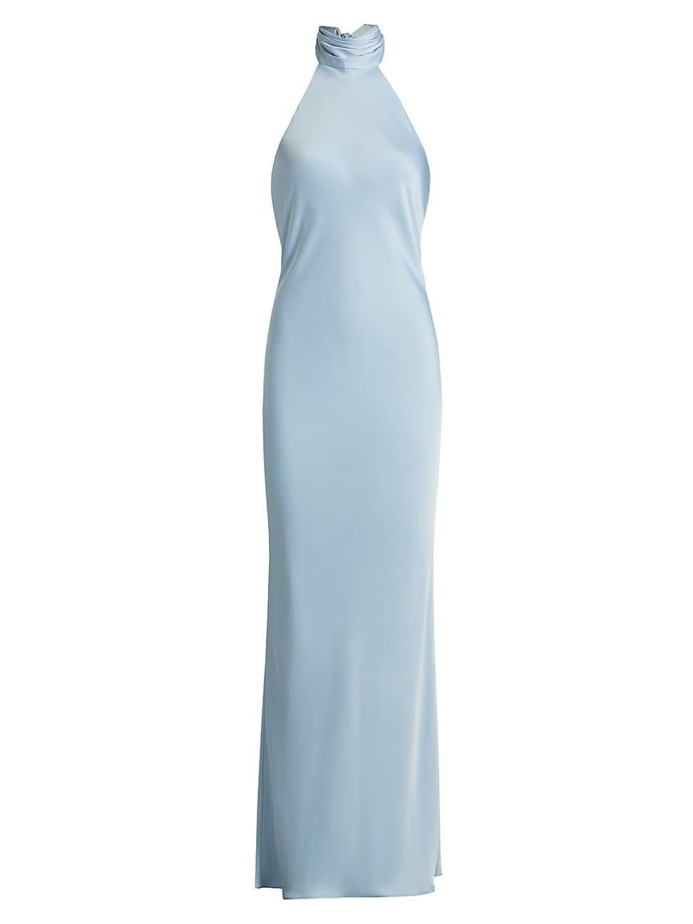 Womens Tatiana High-Neck Satin Gown Product Image