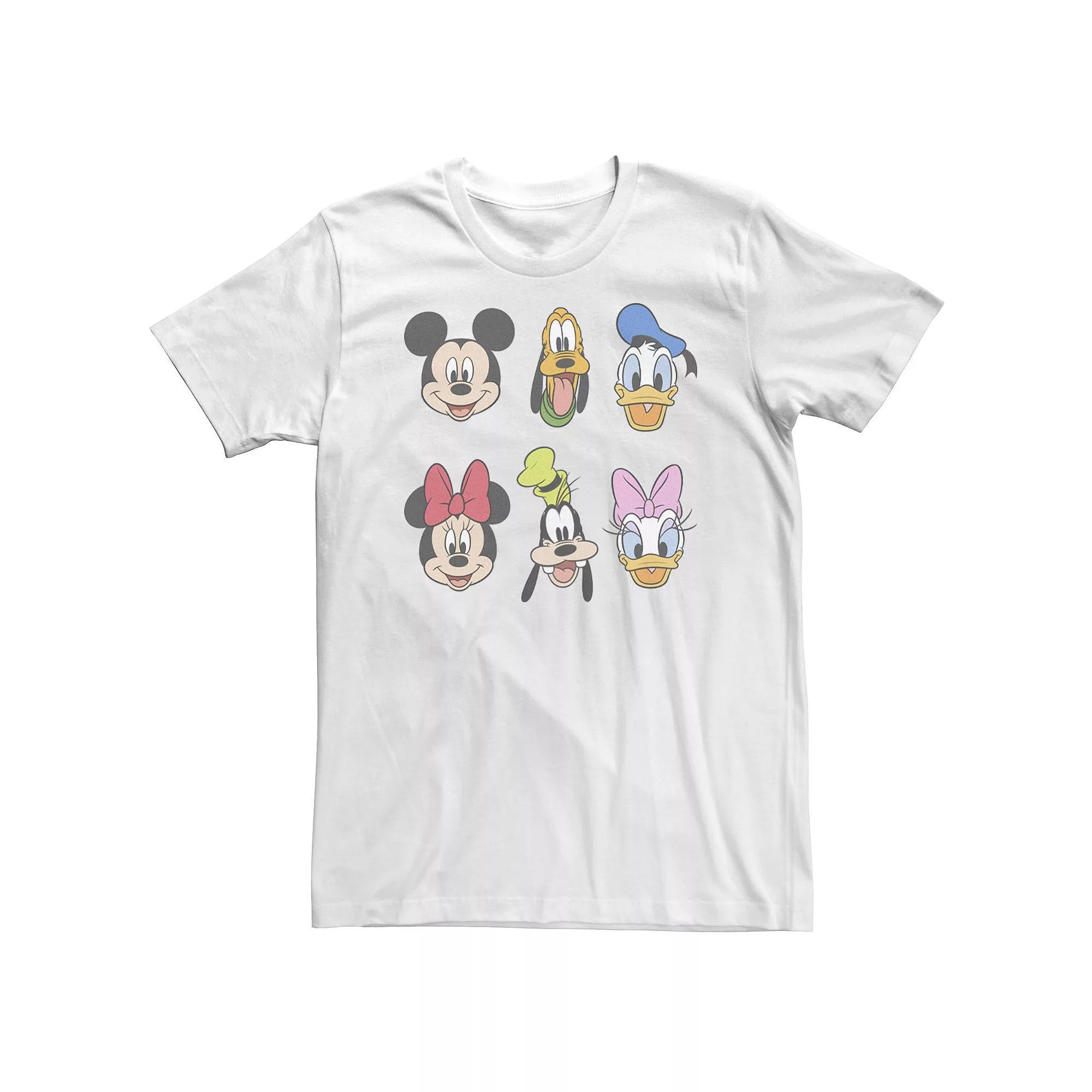 Big & Tall Disney Mickey & Friends Group Shot Heads Tee, Men's, Size: XL Tall, White Product Image