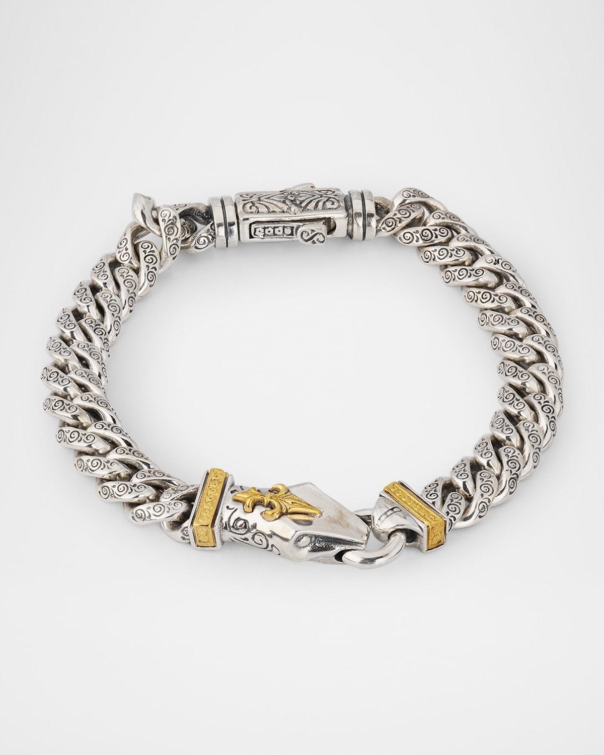 Mens Sterling Silver and Bronze Chain Bracelet Product Image