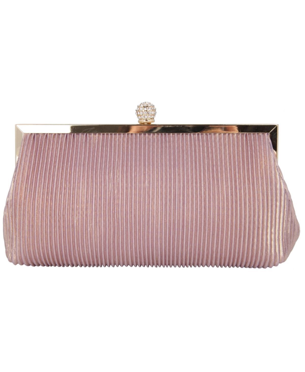 Womens Pleated Metallic Frame Clutch - Steel Product Image