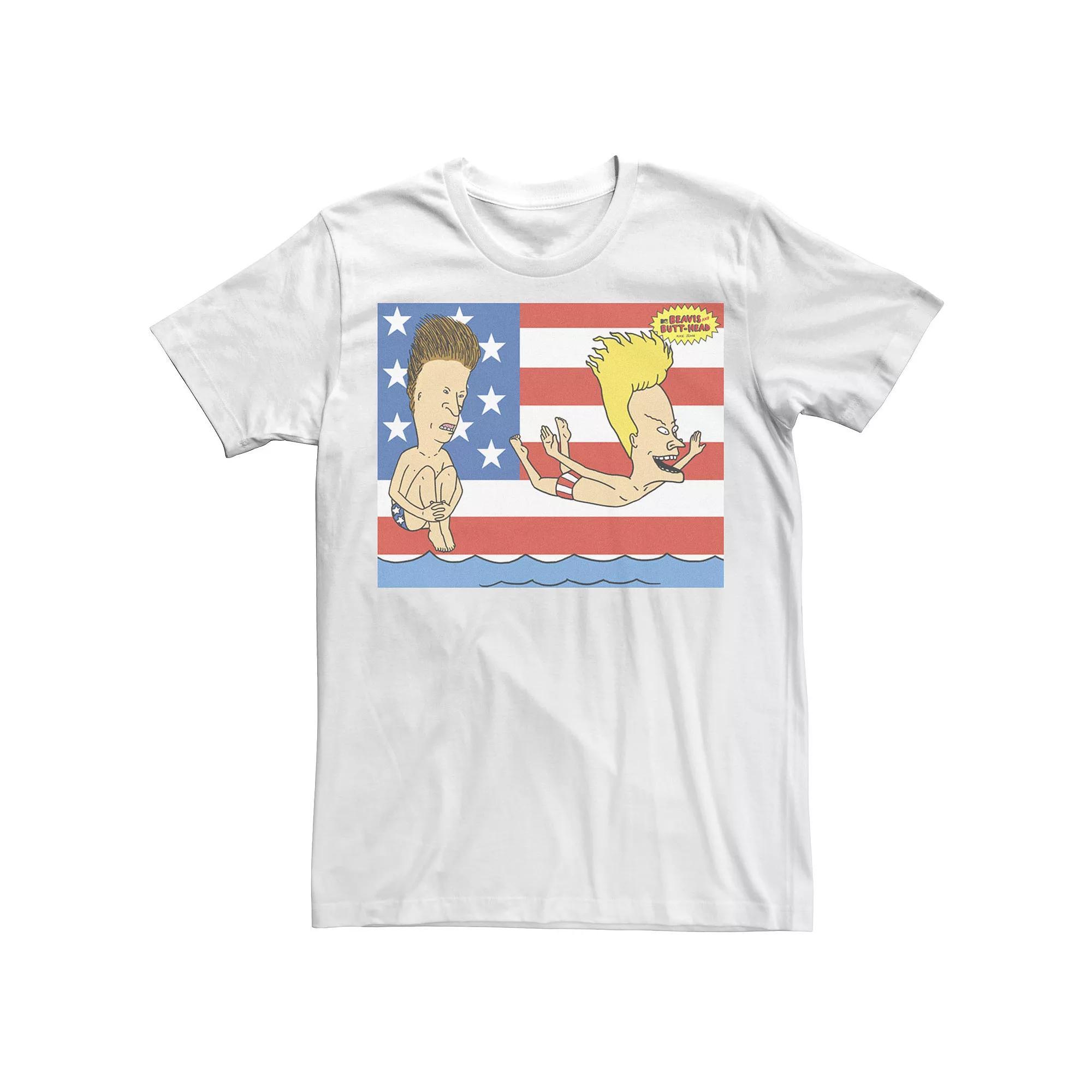 Men's Beavis And Butt-Head Stars And Stripes Pool Day Tee,  Product Image