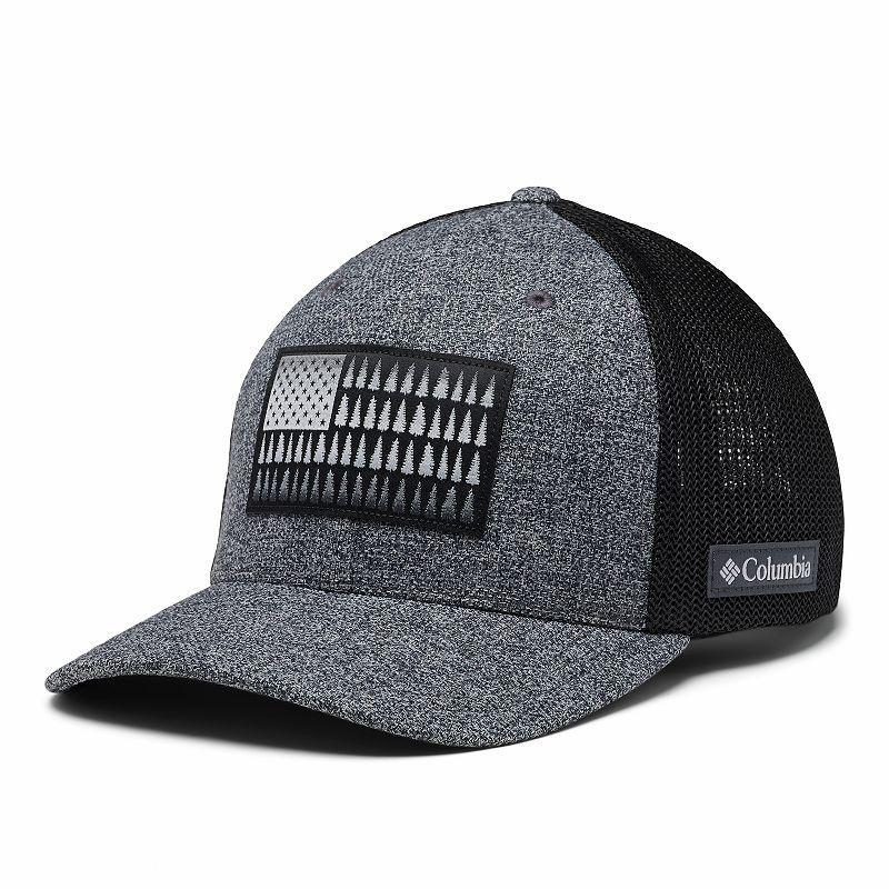 Mens Columbia FlexFit Mesh Tree Flag Fitted Cap Grill Grey Product Image