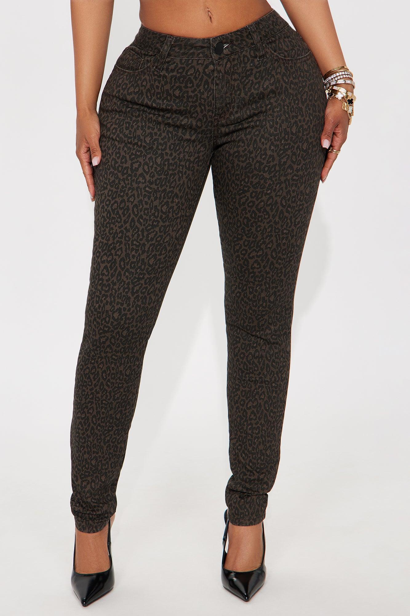 Skinny Uniform Leopard Pants - Chocolate/Combo Female Product Image