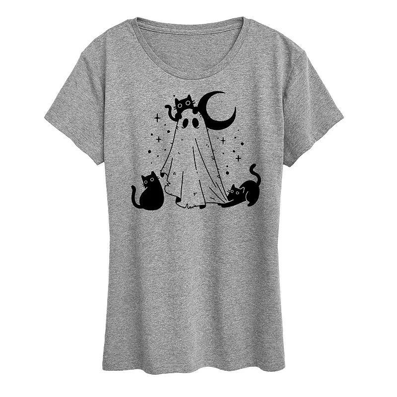 Women's Ghost and Cats Graphic Tee, Size: Small, Beige Product Image