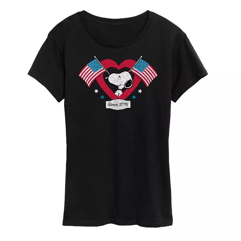 Women's Peanuts Snoopy Since 1776 Flag Heart Graphic Tee, Size: XXL, Blue Product Image