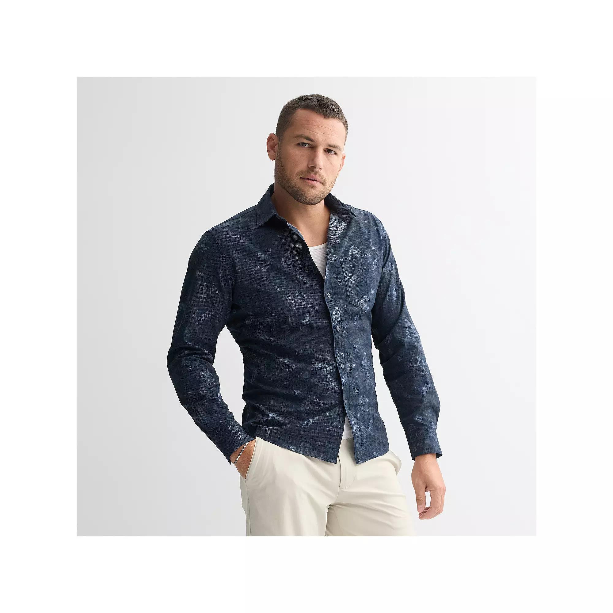 Men's FLX Slim Performance Untucked-Fit Button Down Long Sleeve Shirt,  Product Image