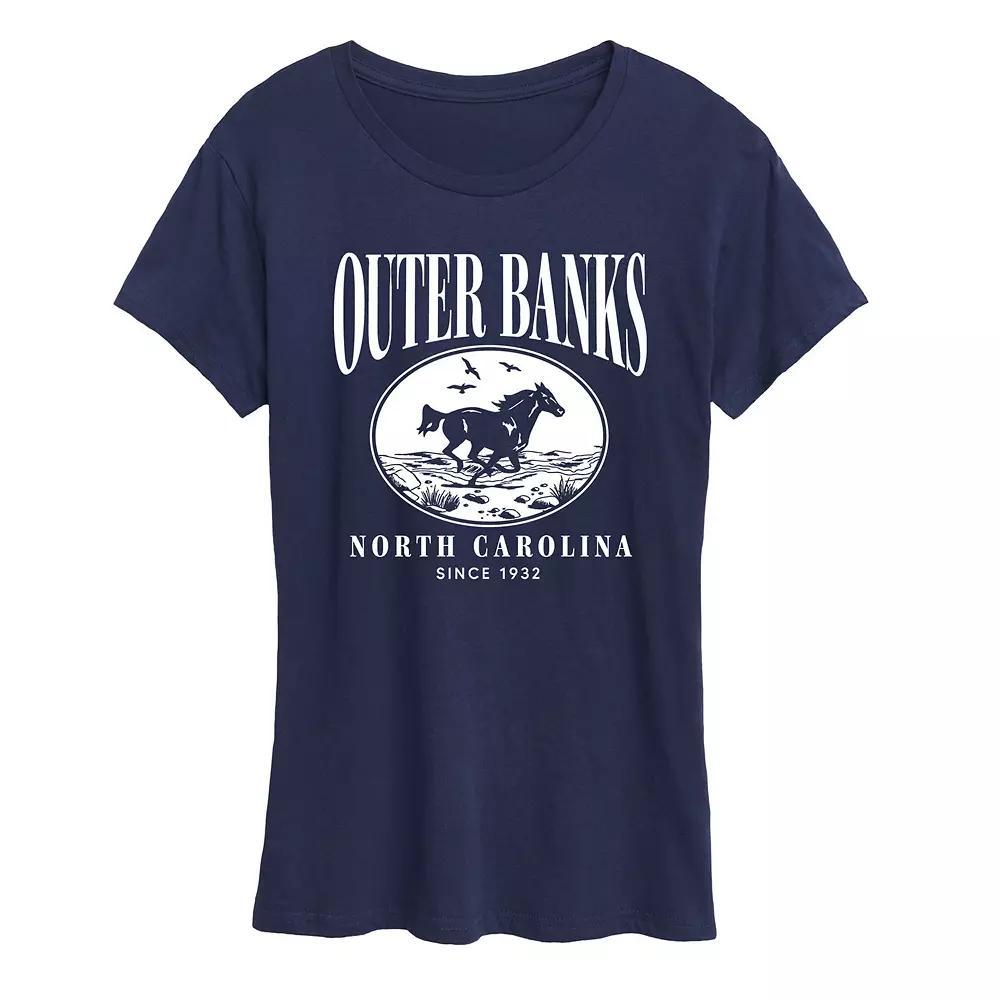 Women's Outer Banks Running Horse Graphic Tee, Size: Medium, Blue Product Image