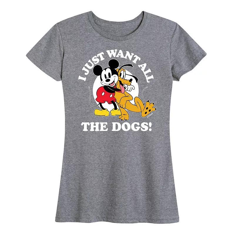 Disney's Mickey Mouse & Pluto Women's Just Want All Dogs Graphic Tee,  Product Image