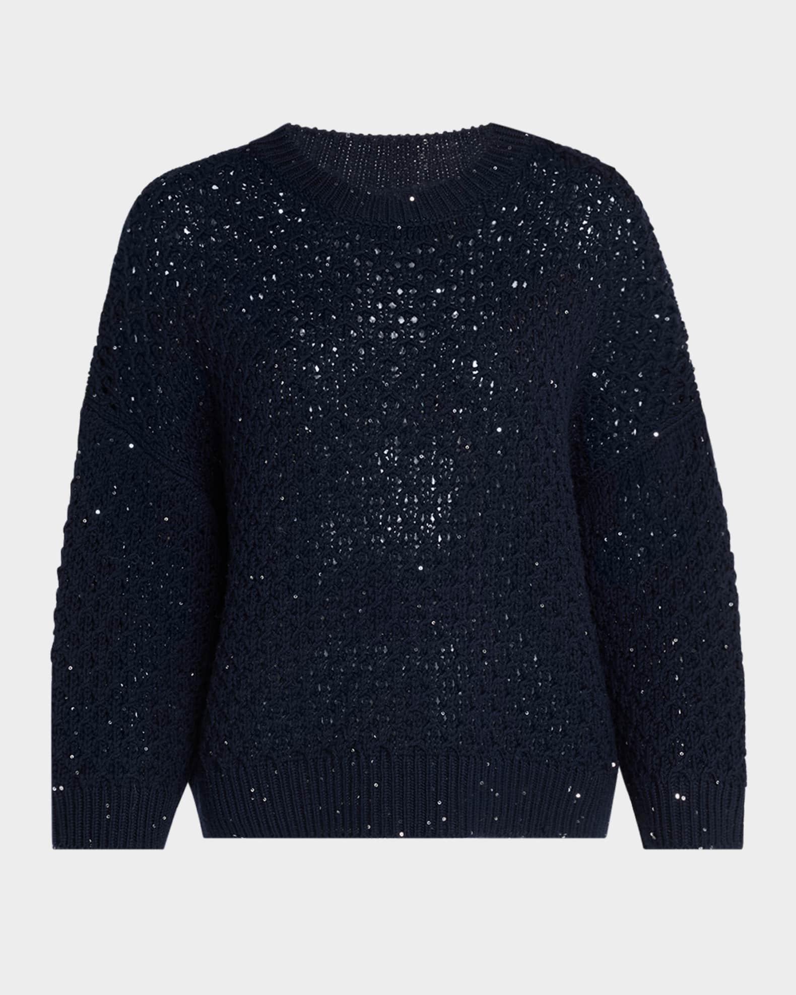 Crewneck Open-Knit Wool Sweater Product Image