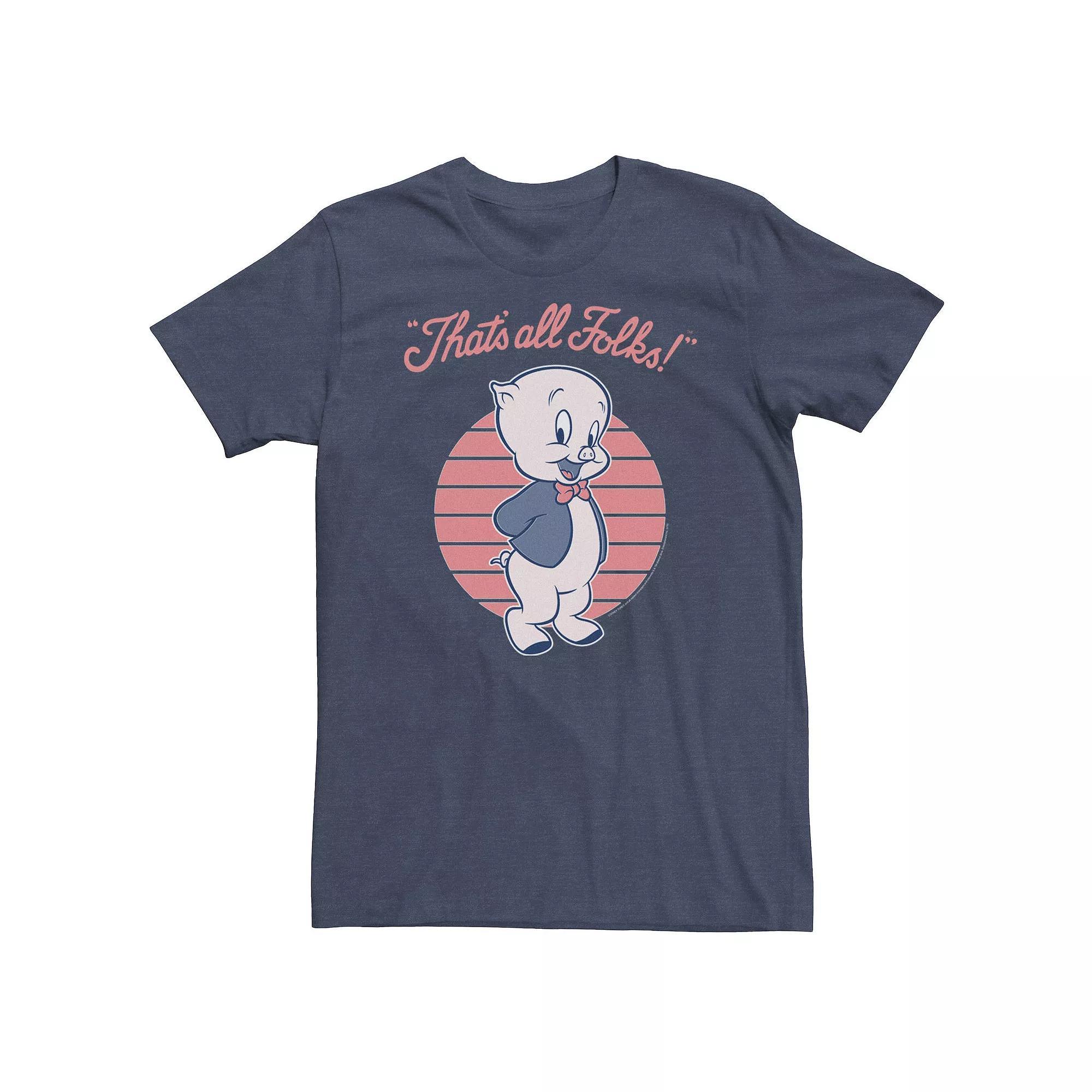Big & Tall Looney Tunes Porky Pig That's All Folks Tee, Men's,  Product Image
