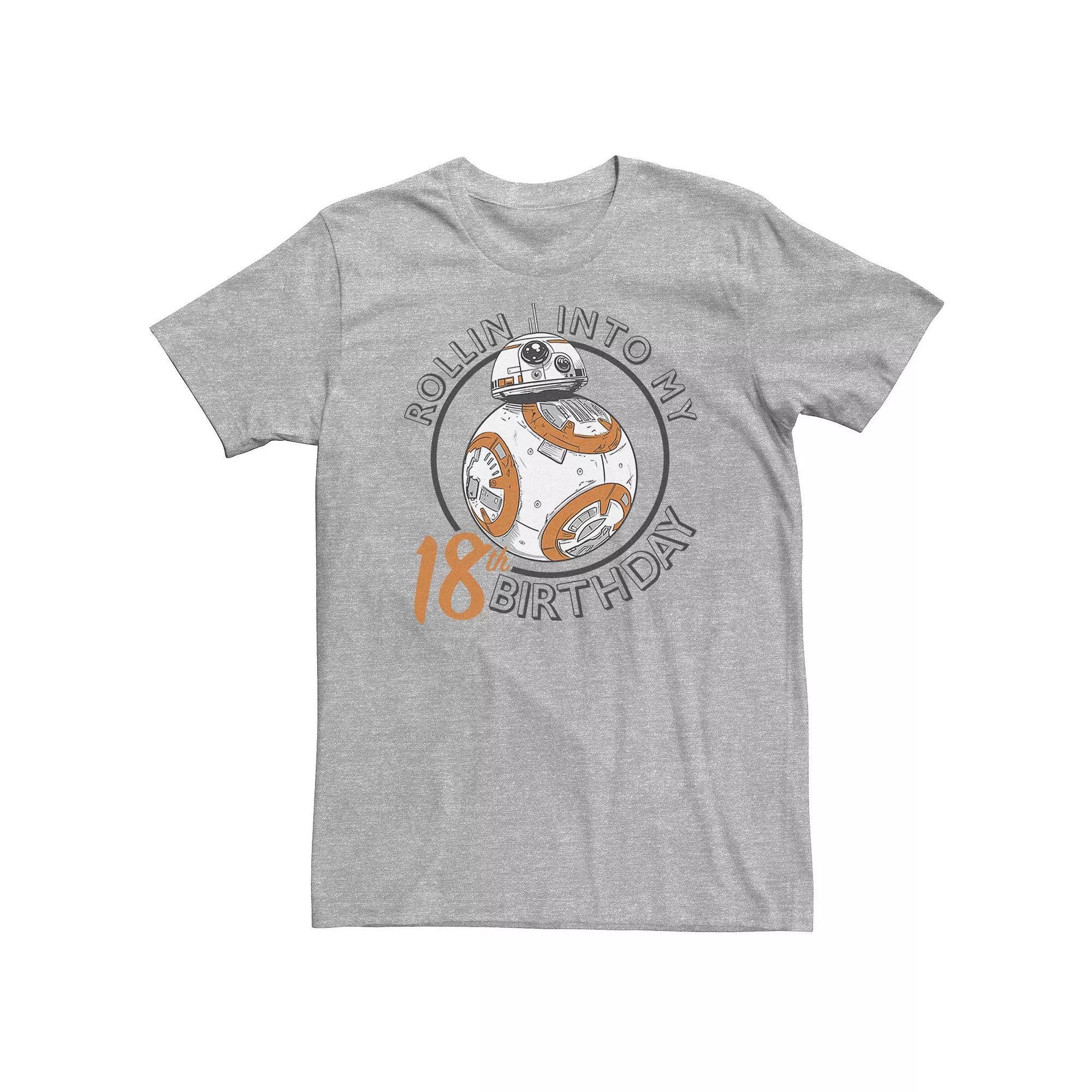 Big & Tall Star Wars BB-8 Rollin Into My 18th Birthday Portrait Tee, Men's, Size: 4XLT, Athletic Grey Product Image