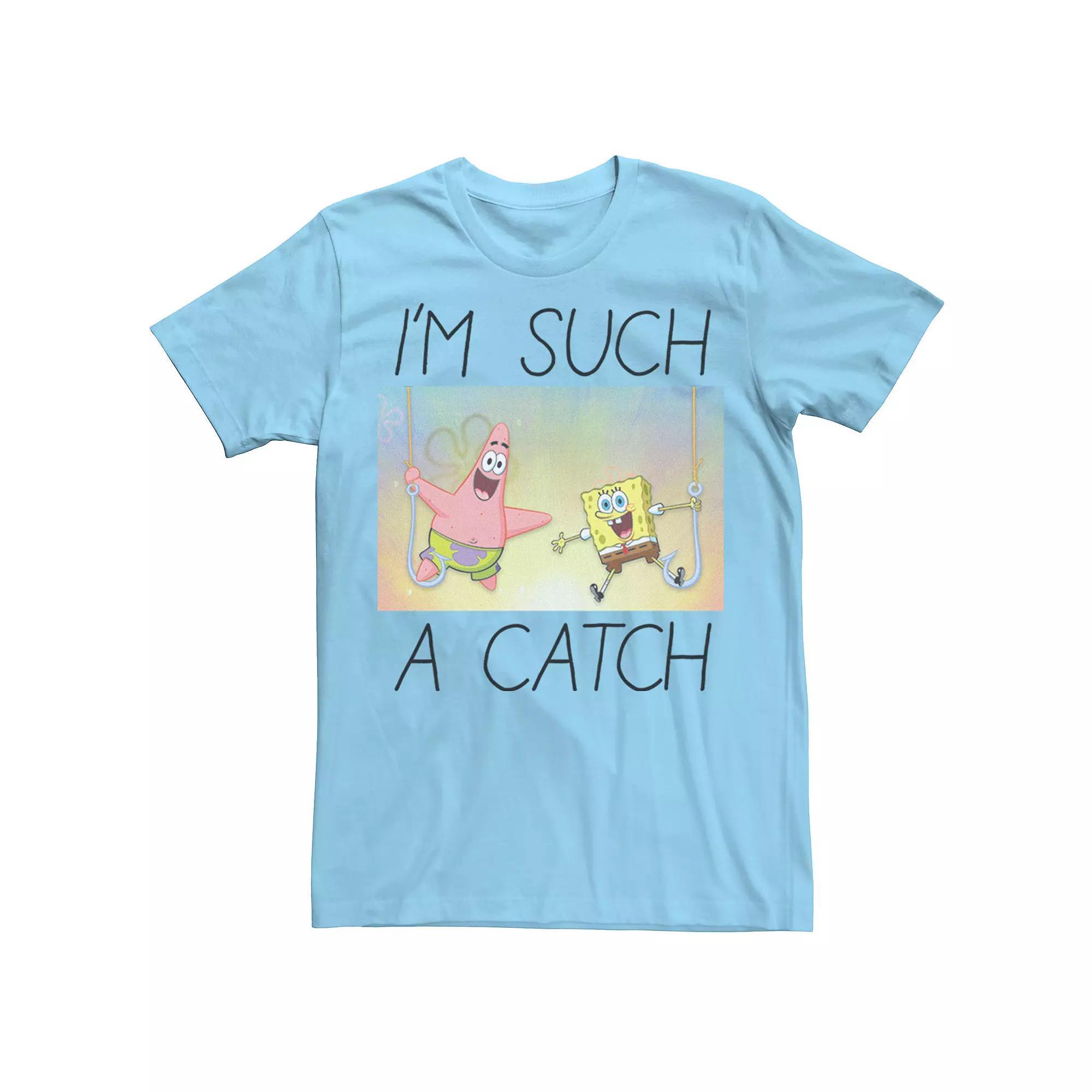 Men's Spongebob I'm Such A Catch Portrait Tee, Size: Small, Light Blue Product Image