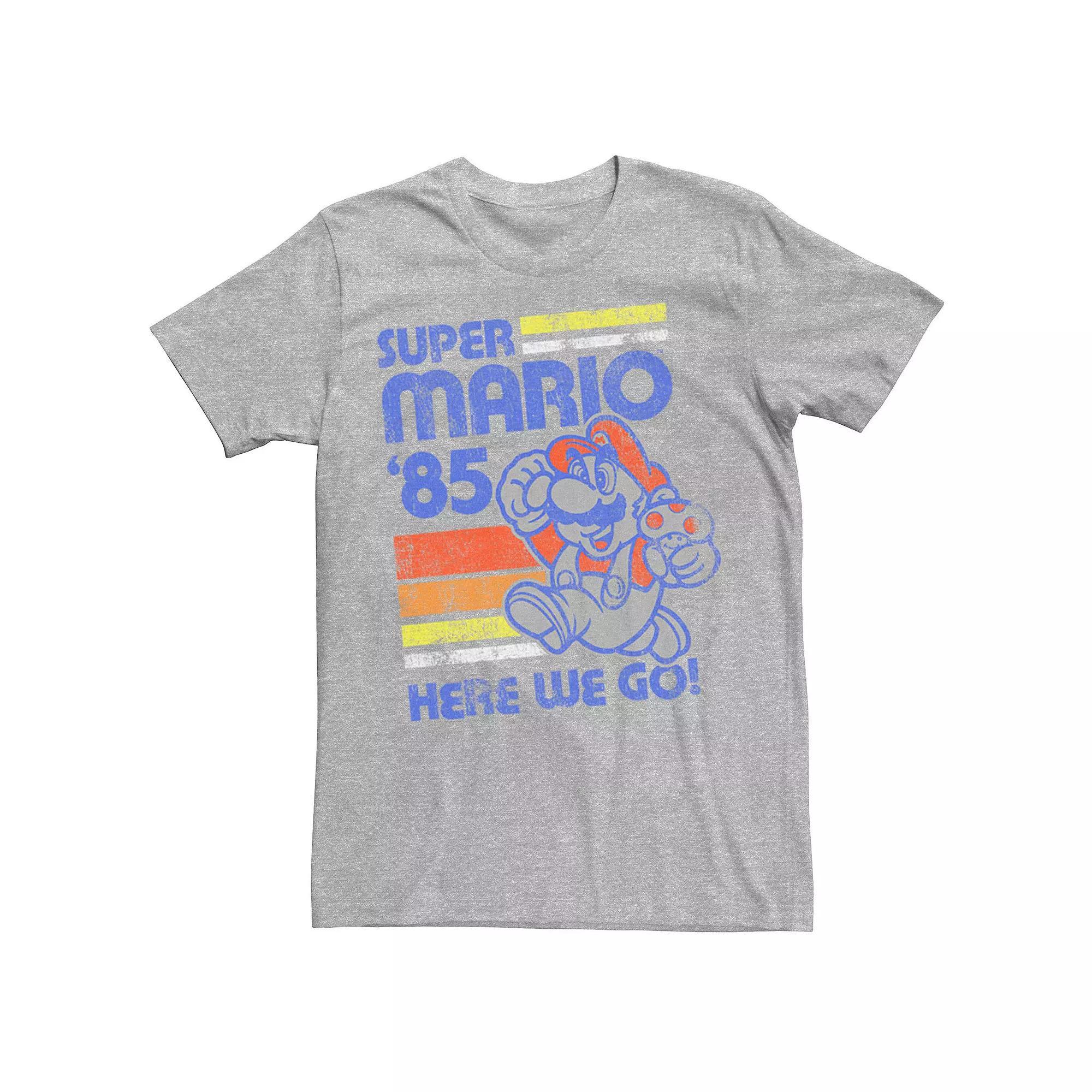 Men's Super Mario '85 Here We Go Tee, Size: Large, Athletic Grey Product Image