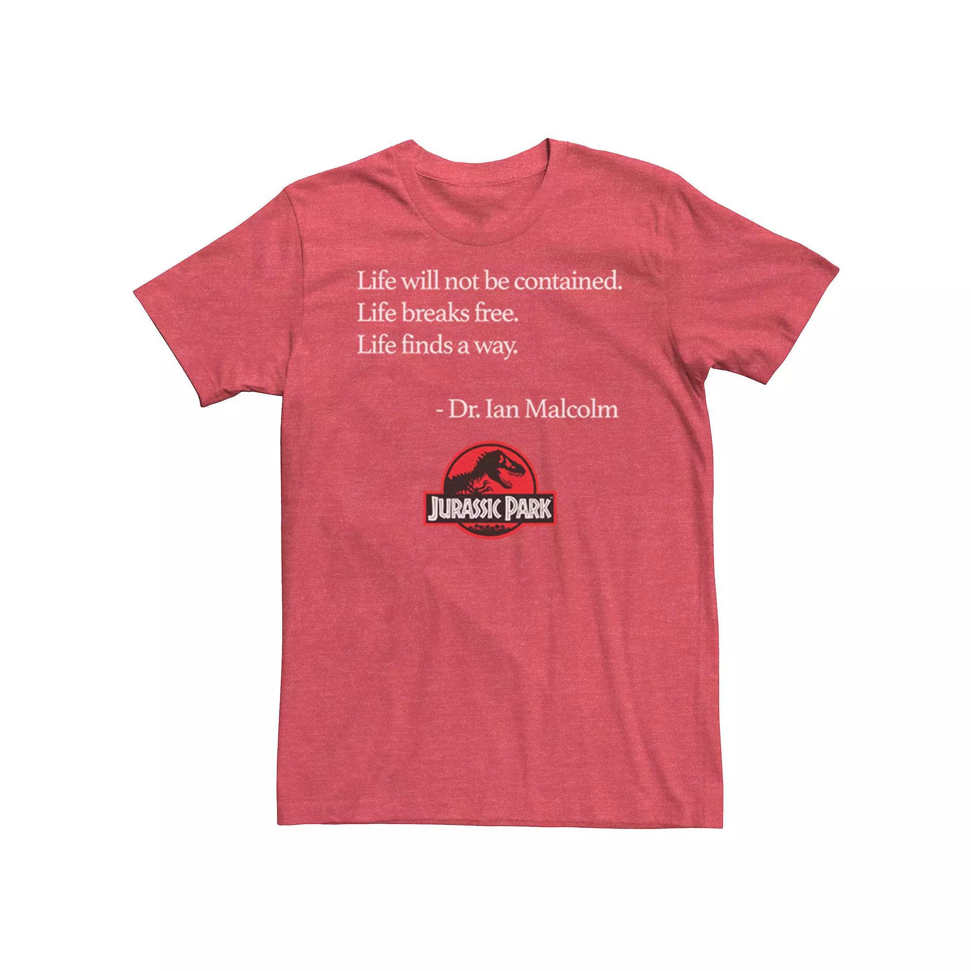 Men's Jurassic Park Life Finds A Way Quote Tee, Size: XL, Red Grey Product Image