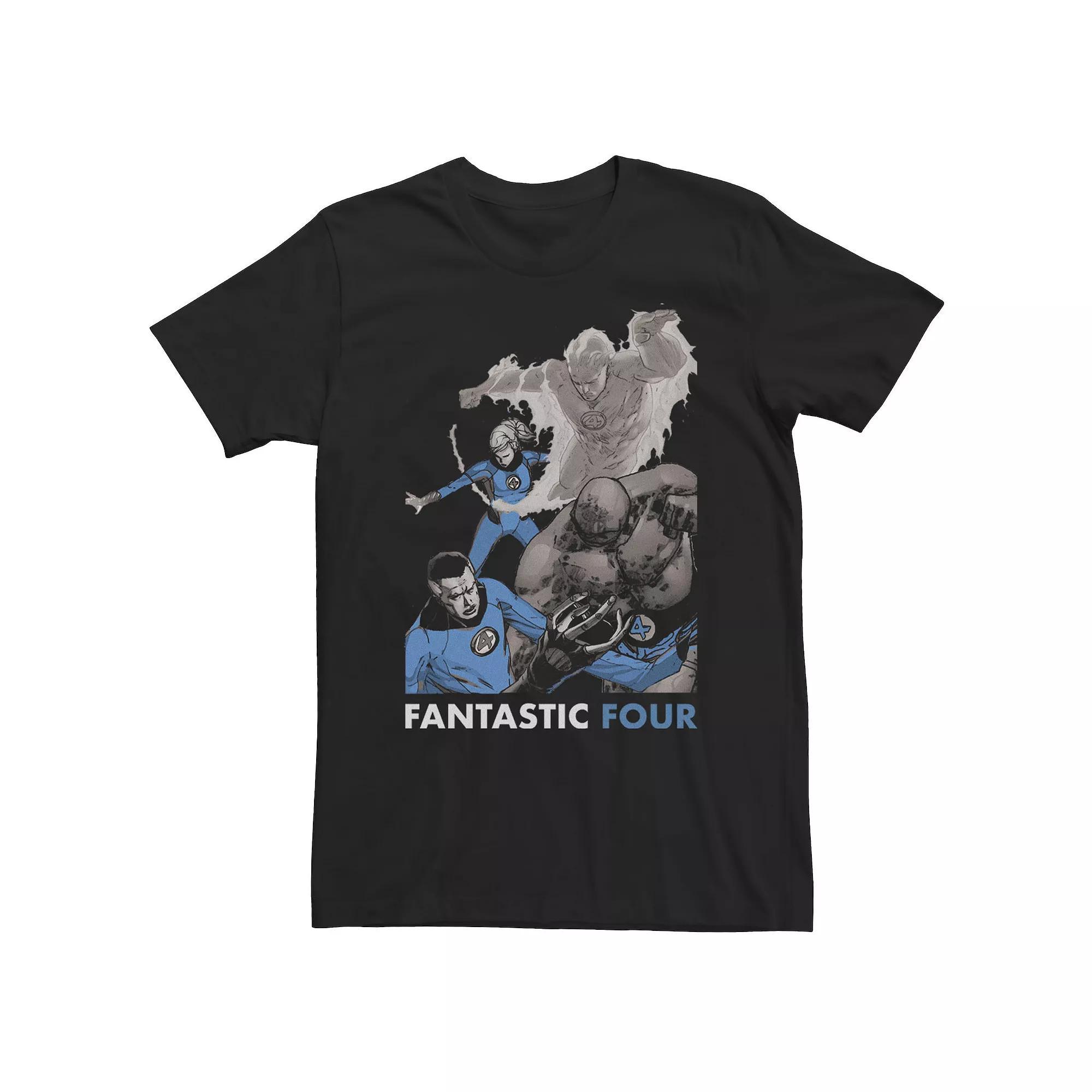 Big & Tall Marvel Fantastic Four Group Shot Fight Mode Poster Tee, Mens Product Image