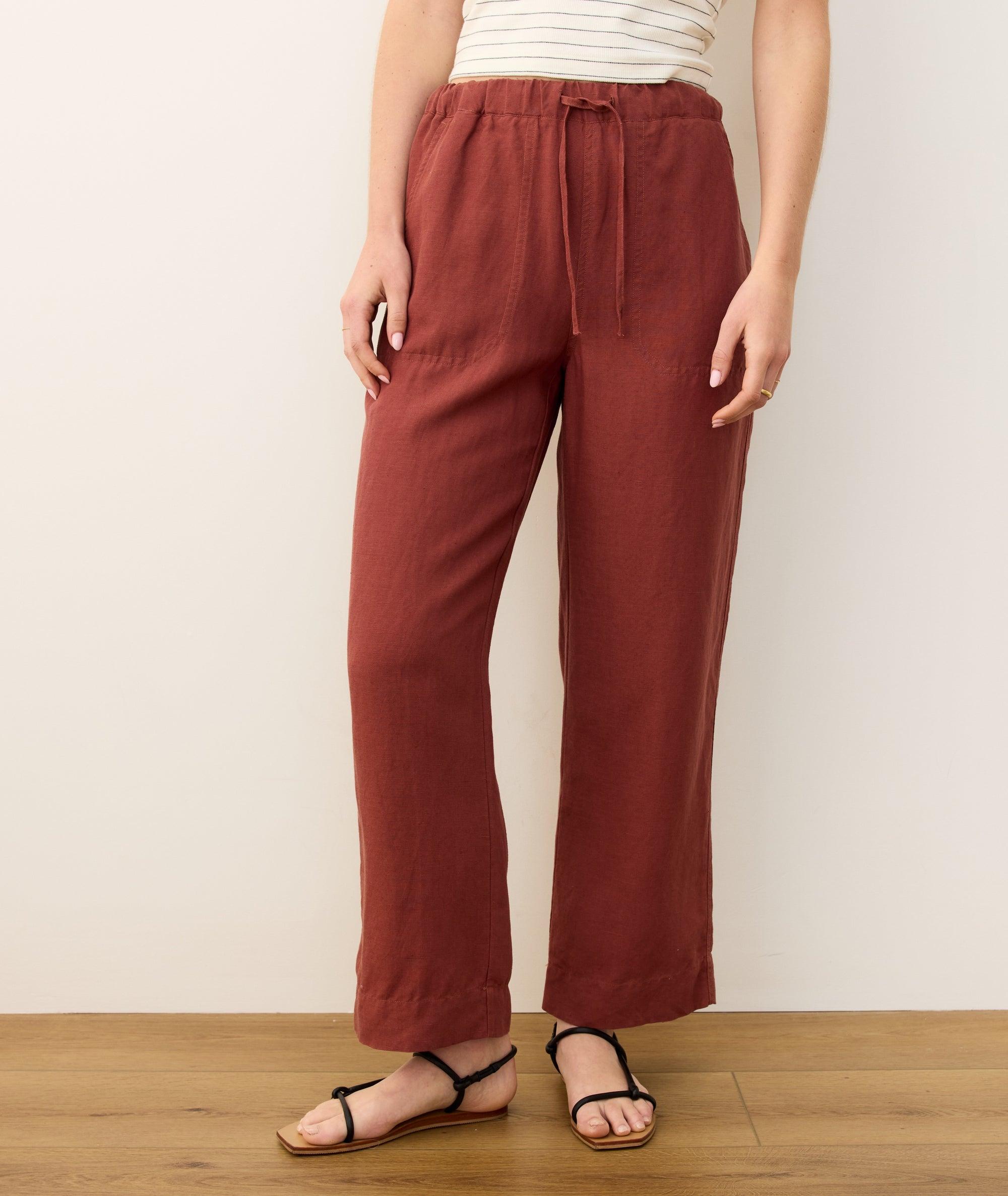 Linen Drawstring Straight Leg Pant Product Image