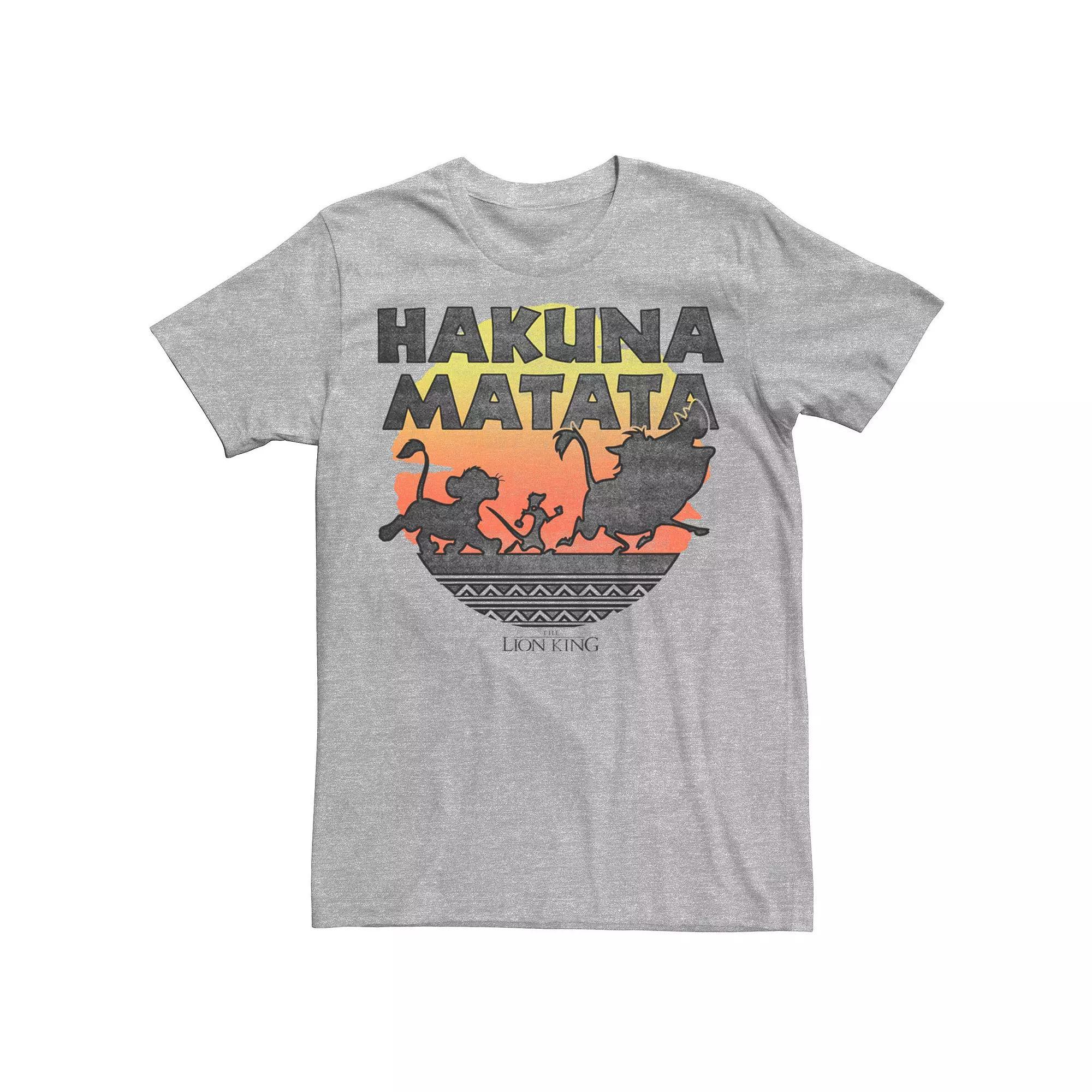 Men's Disney The Lion King Hakuna Matata Sunset Silhouette Poster Tee, Size: Medium, Athletic Grey Product Image