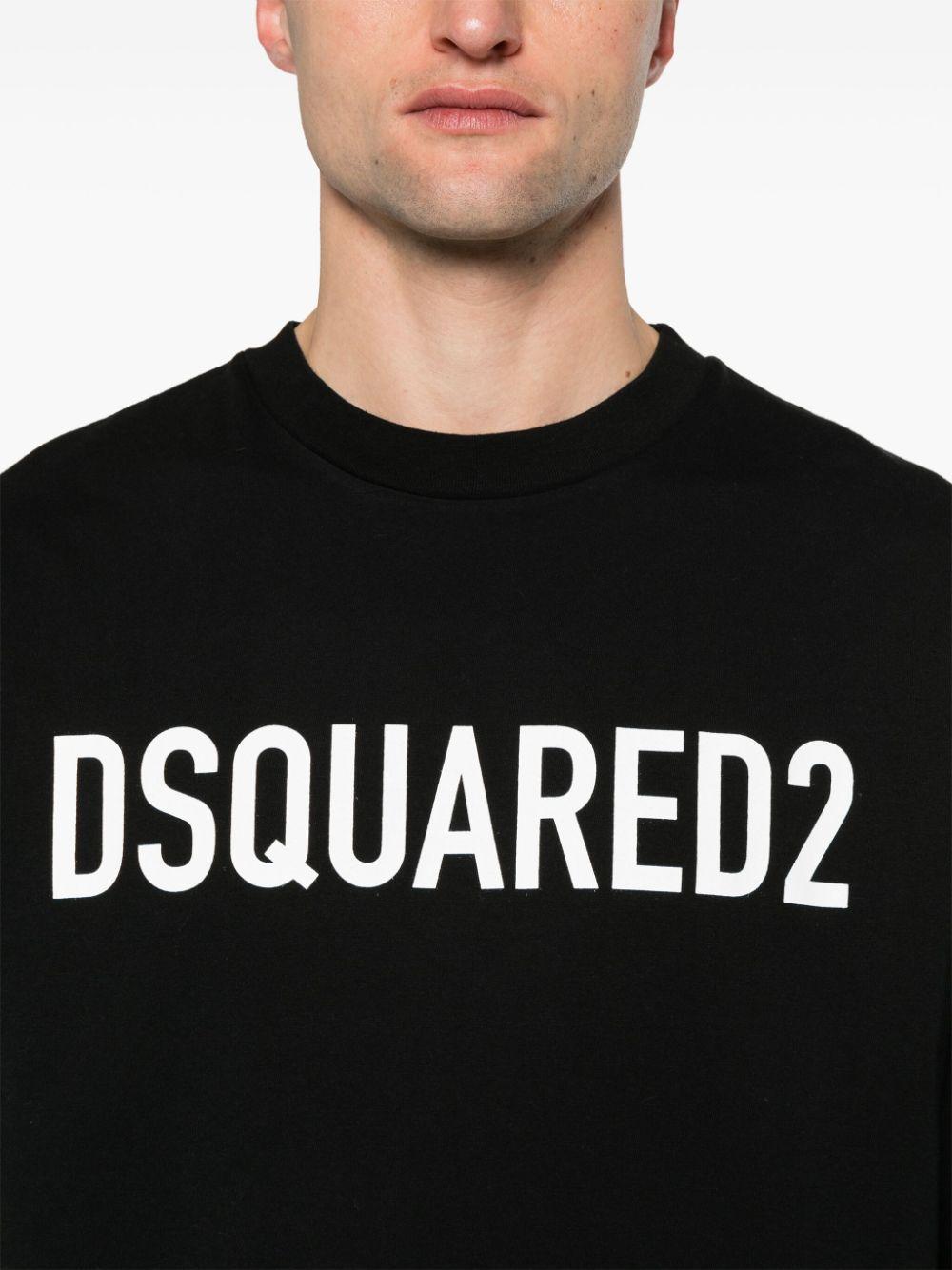 DSQUARED2 Mens Black Brand-print Crewneck Regular-fit Cotton-jersey T-shirt Product Image