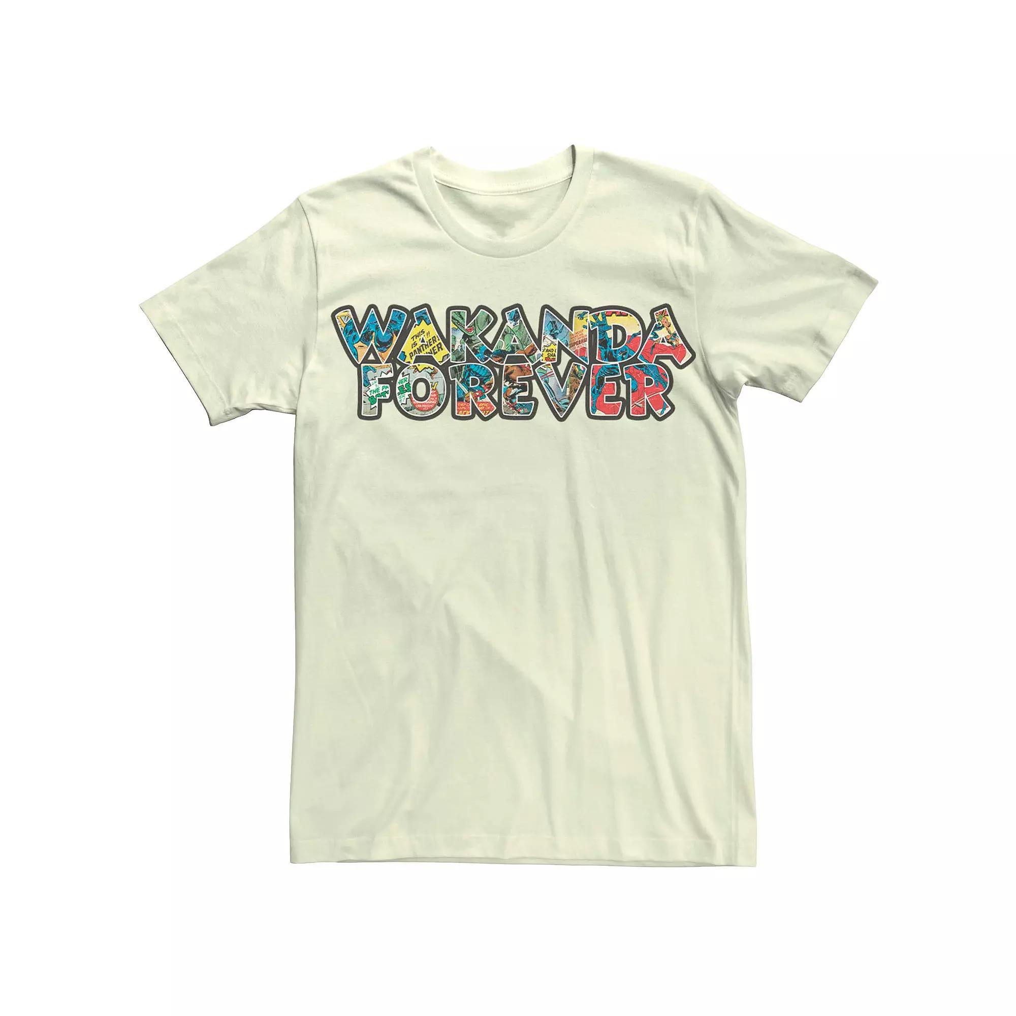 Men's Marvel's Black Panther Retro Wakanda Forever Letter Fill Tee,  Product Image