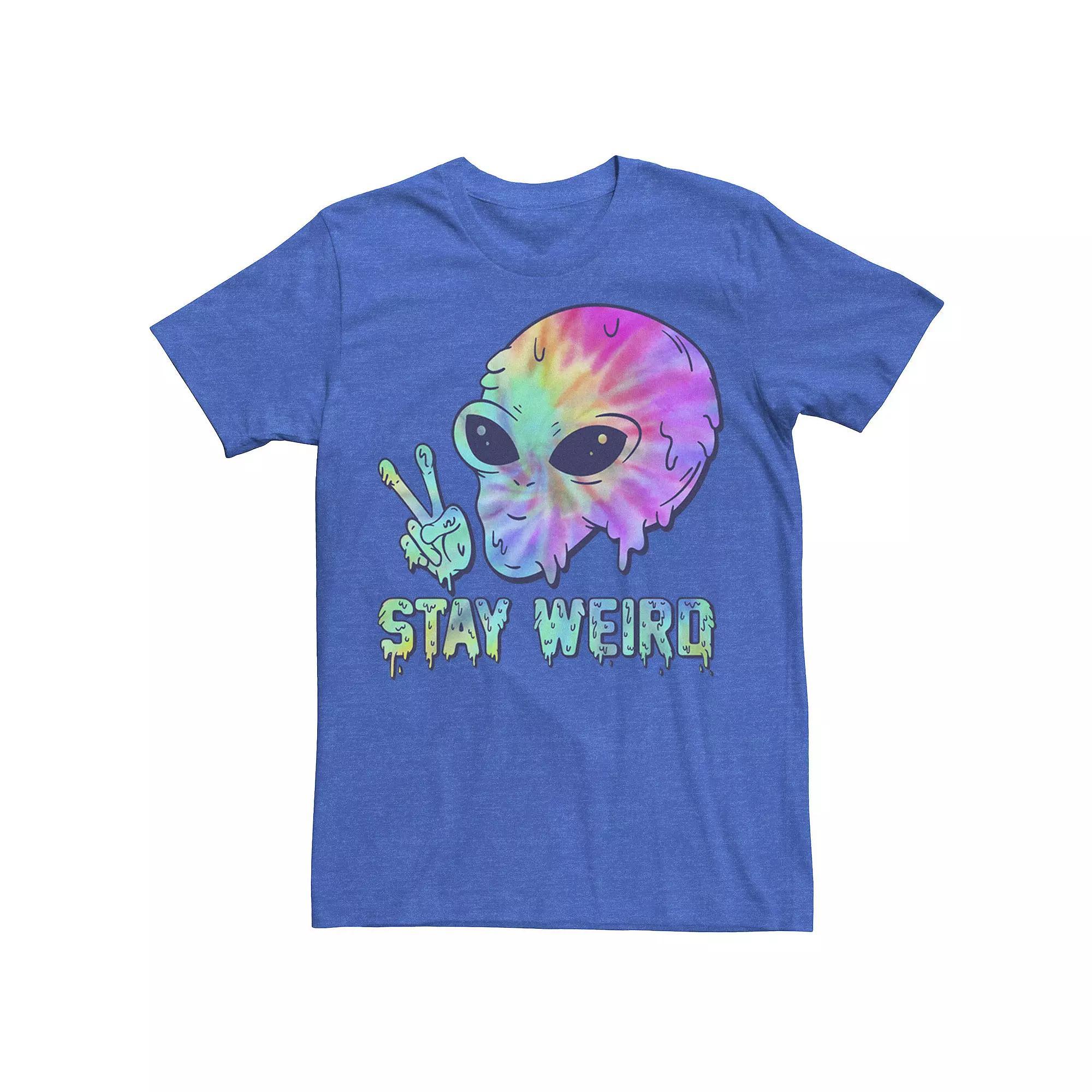 Men's Tye Dye Alien Peace Stay Weird Tee,  Product Image