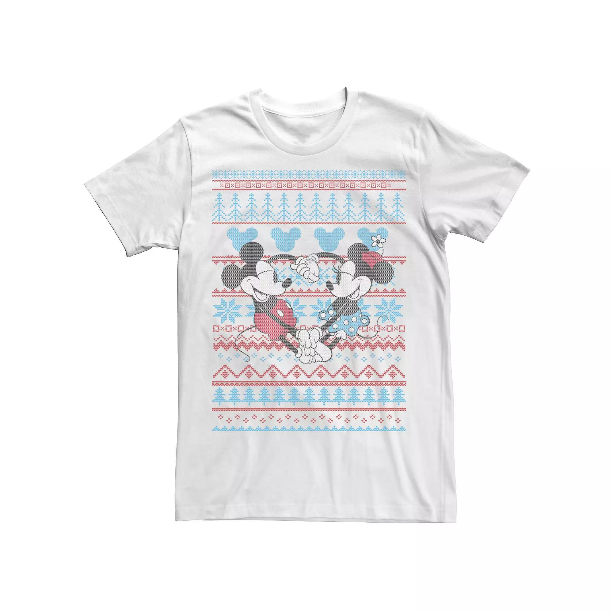 Disney's Mickey & Minnie Mouse Christmas Sweater Style Men's Tee,  Product Image