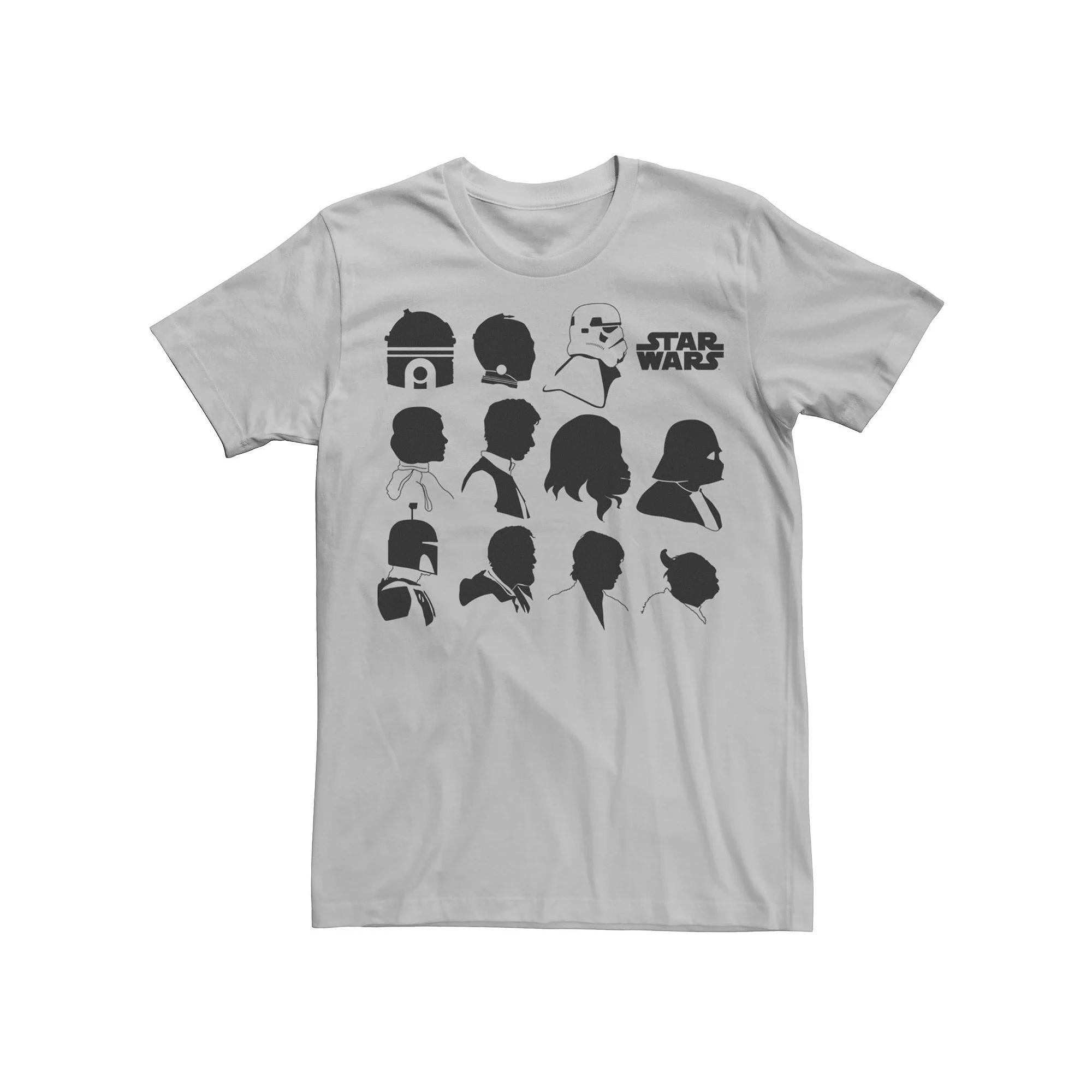 Men's Star Wars Main Character Side View Silhouette Tee, Size: Medium, Silver Product Image