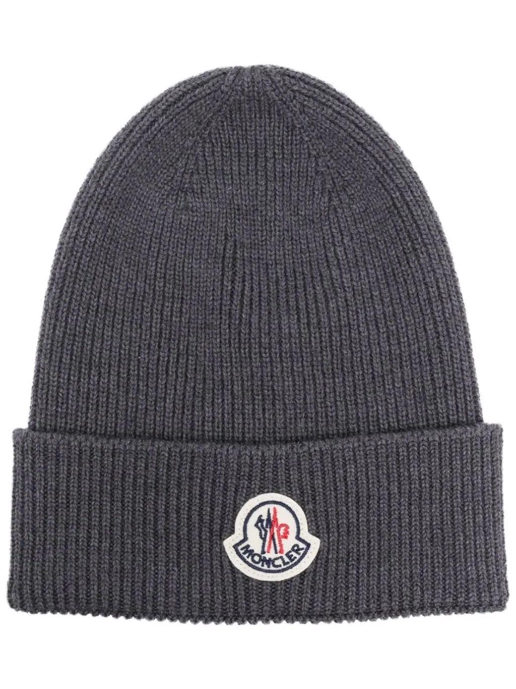 MONCLER Classic Wool Beanie Hat In Charcoal Product Image